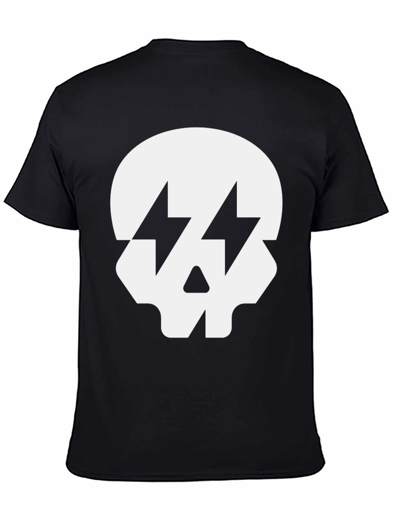 Black Skull with Lightning Bolt Eyes Black T-Shirt view 4