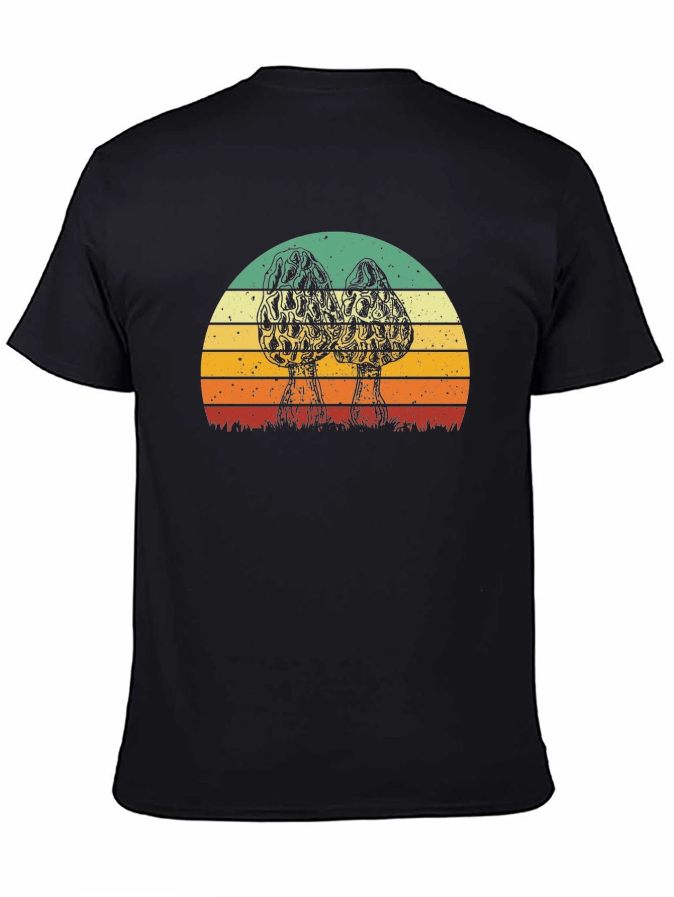 Black Vintage Morel Mushroom Sunset Graphic T-Shirt view 4