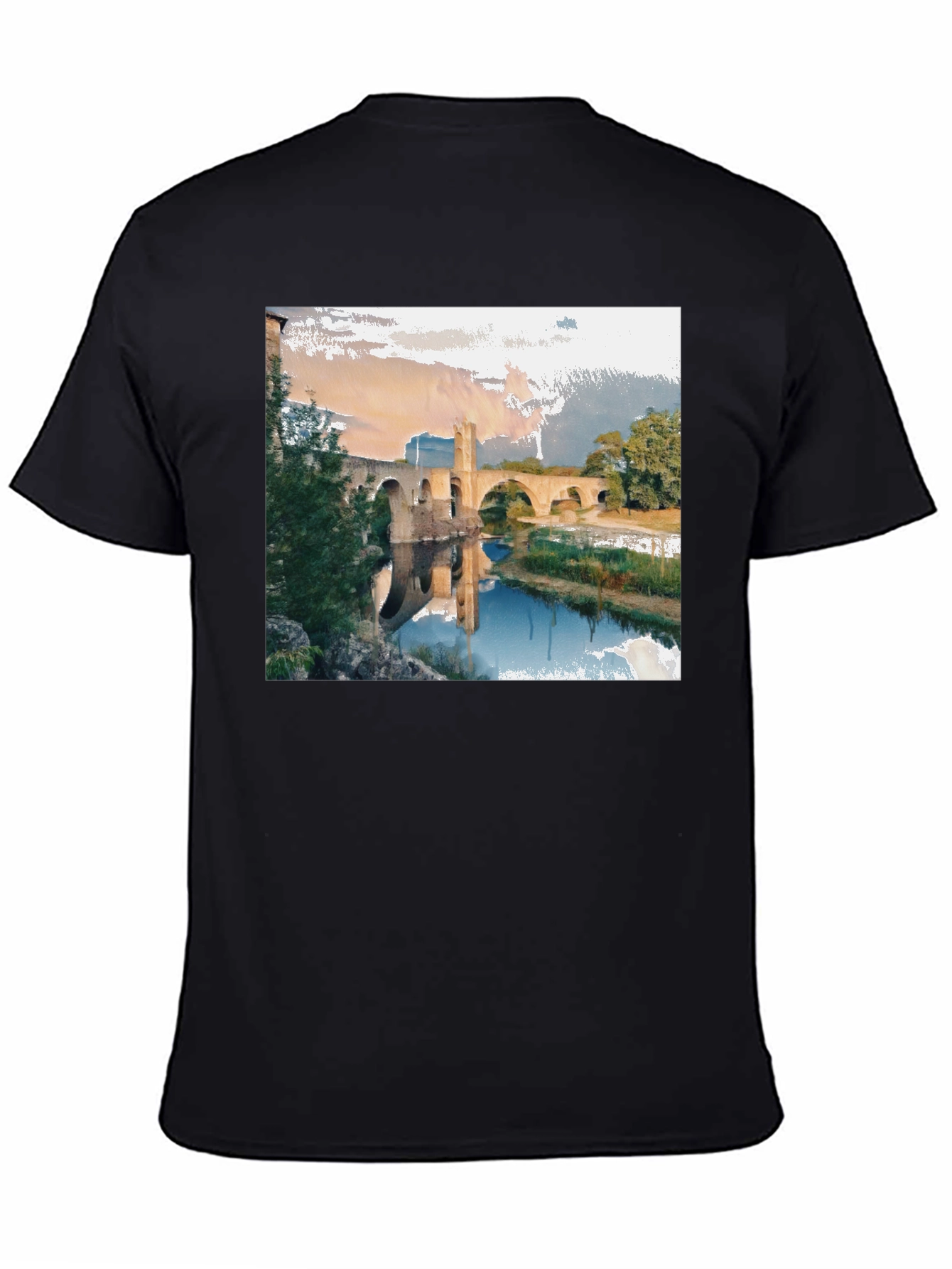 Black River Bridge Graphic Tee - Black Cotton Blend view 4