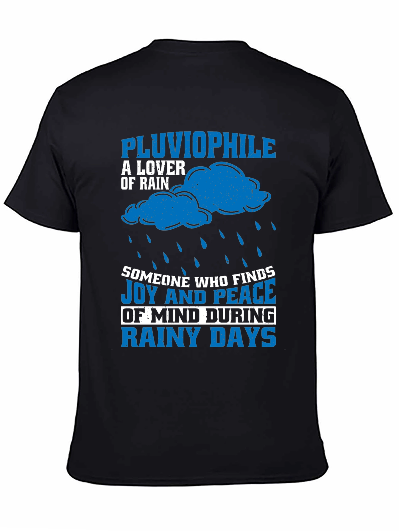 Black Pluviophile Rain Lover Graphic T-Shirt view 4