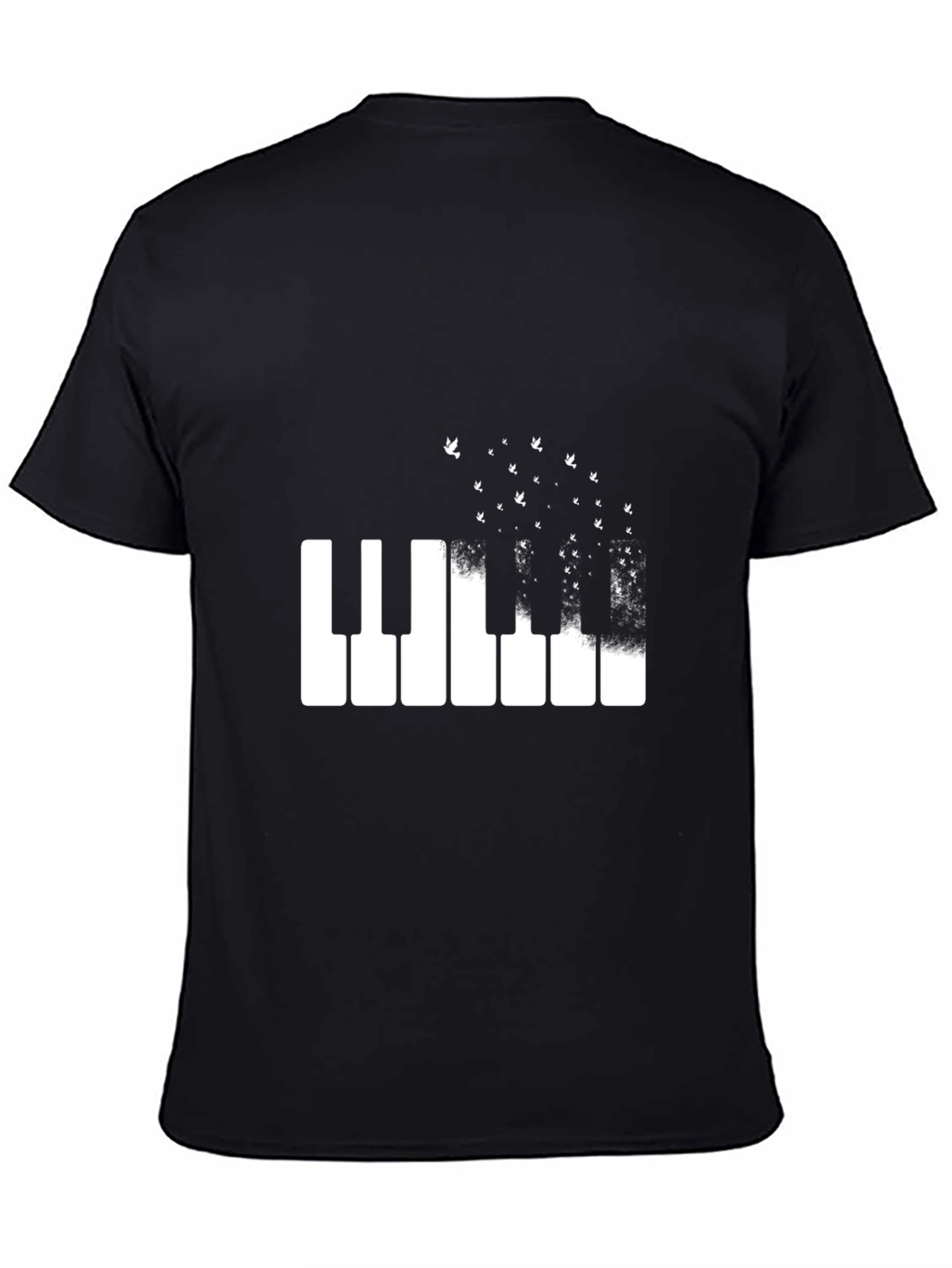Black Piano Keys T-Shirt - Musical Flight Design view 4