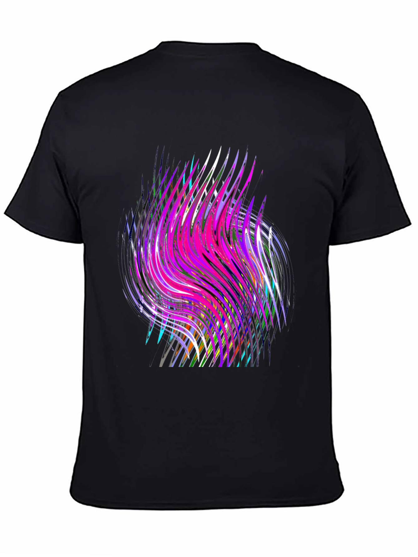 Black Abstract Swirl Graphic Black T-Shirt view 4