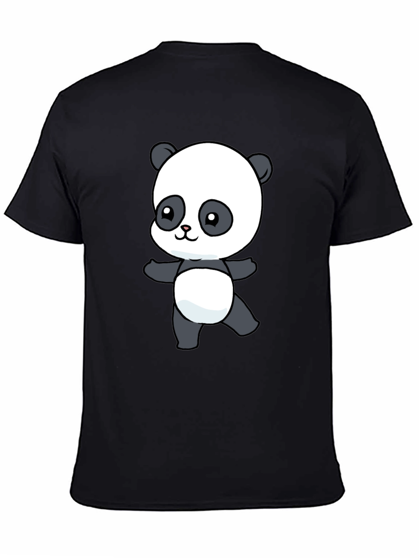 Black Cute Panda Bear Graphic T-Shirt view 4