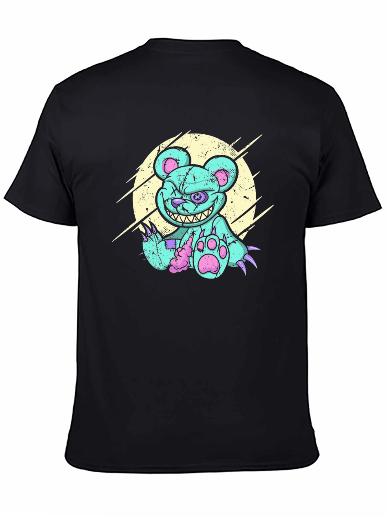 Black Scary Bear Graphic T-Shirt view 4