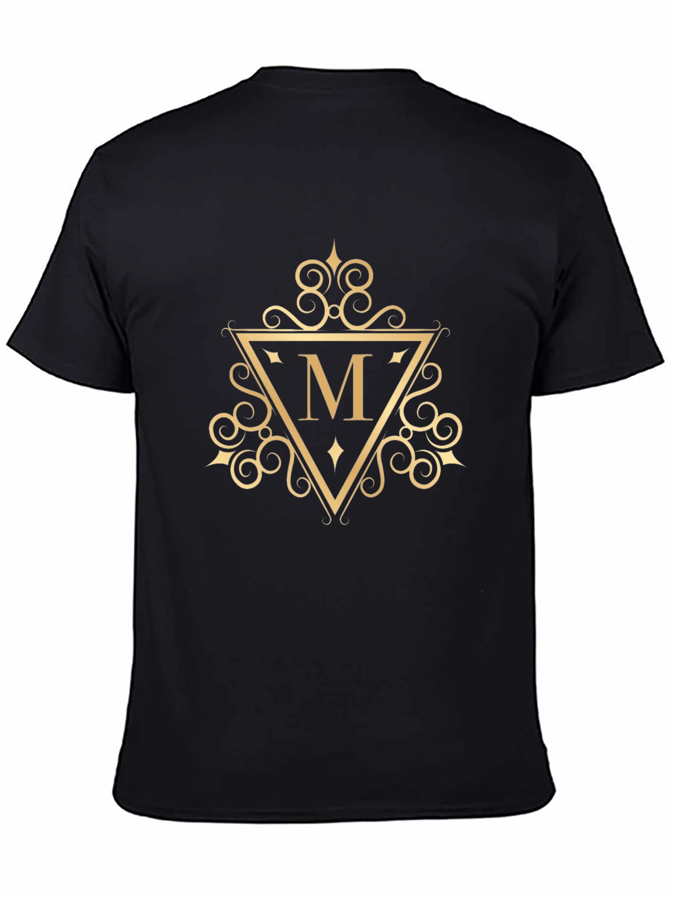 Elegant Black T-Shirt with Gold Letter M Design - 4