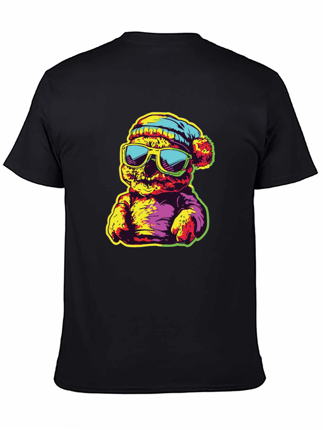 Black Cool Bear Graphic Print T-Shirt view 4