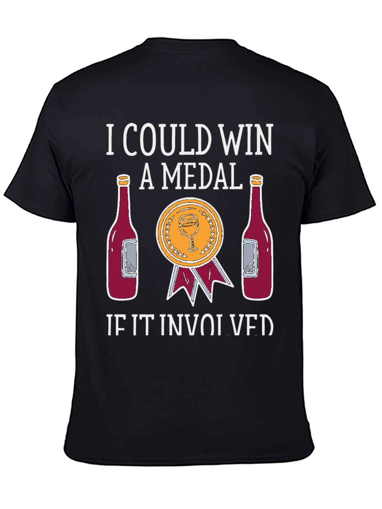 Black Wine Medal T-Shirt: Funny Wine Lover Tee view 4