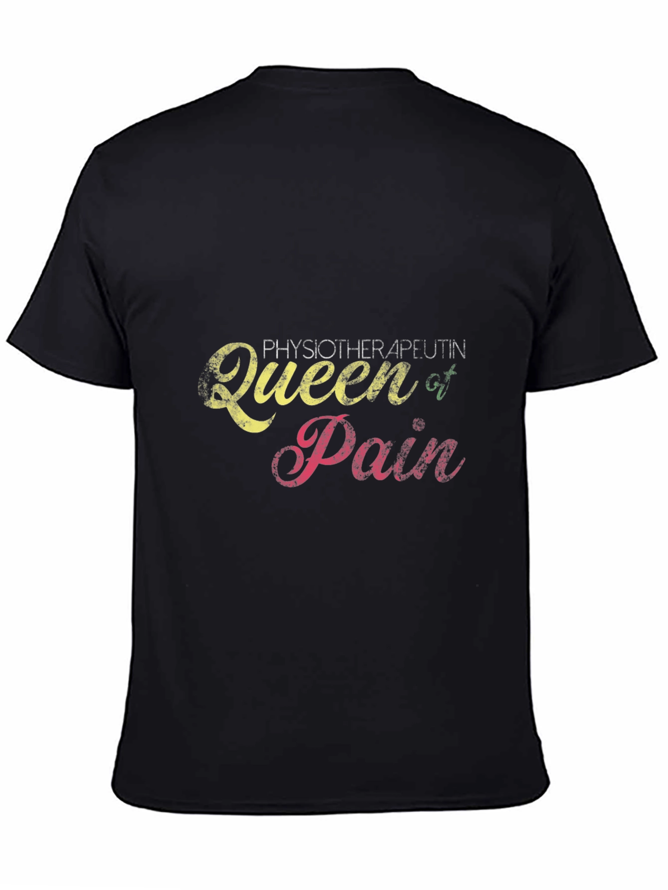 Black Physiotherapist Queen of Pain Black T-Shirt view 4