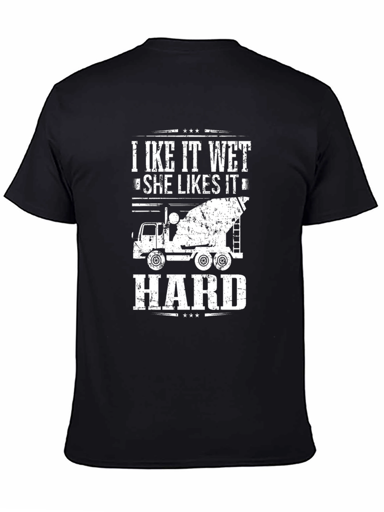 Black I Like It Wet Concrete Truck Black T-Shirt view 4