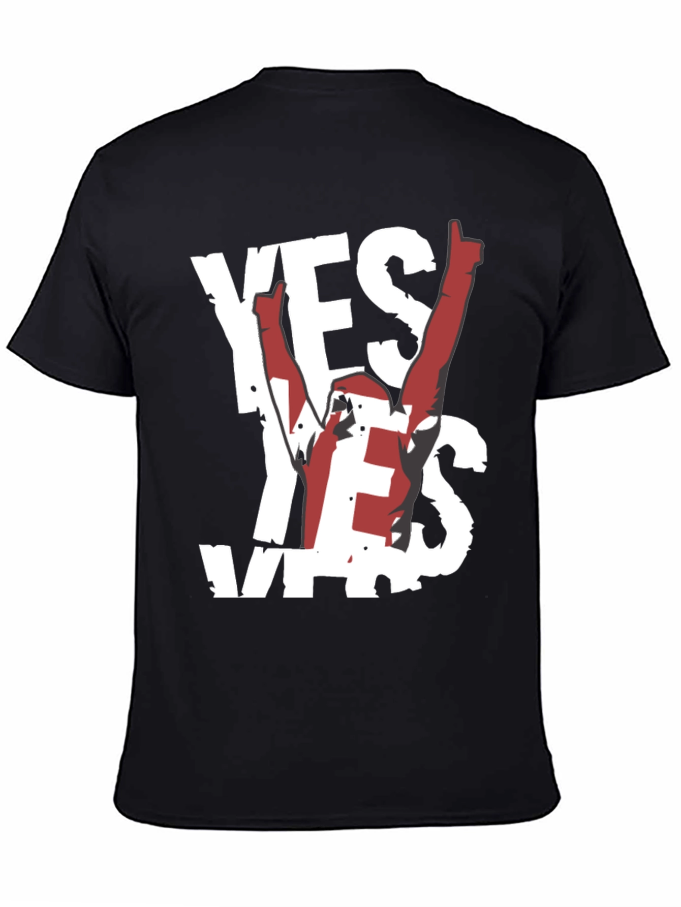 Black Yes! Graphic Tee - Soft Black Cotton Shirt view 4