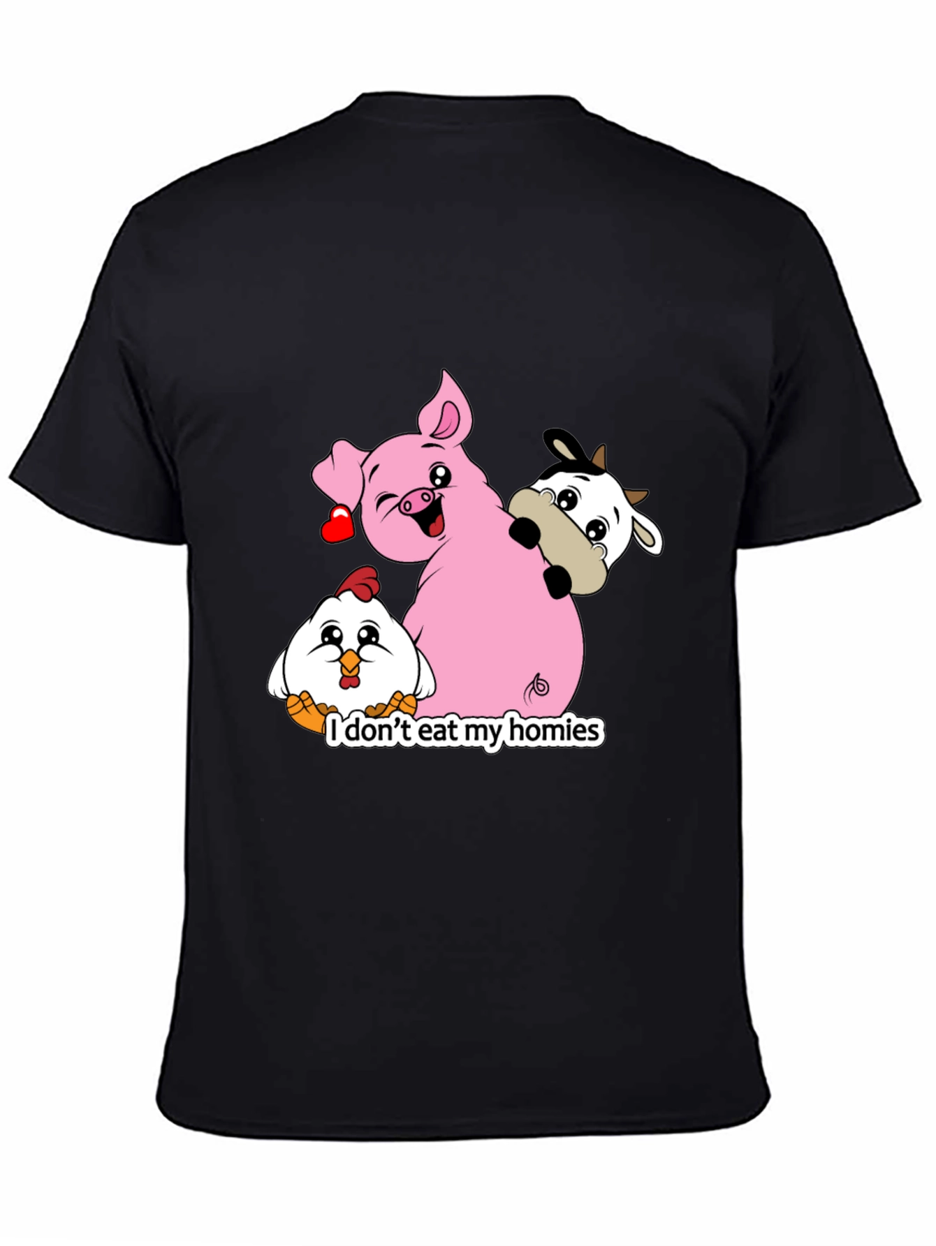 Black Vegan Animal Homies T-Shirt view 4