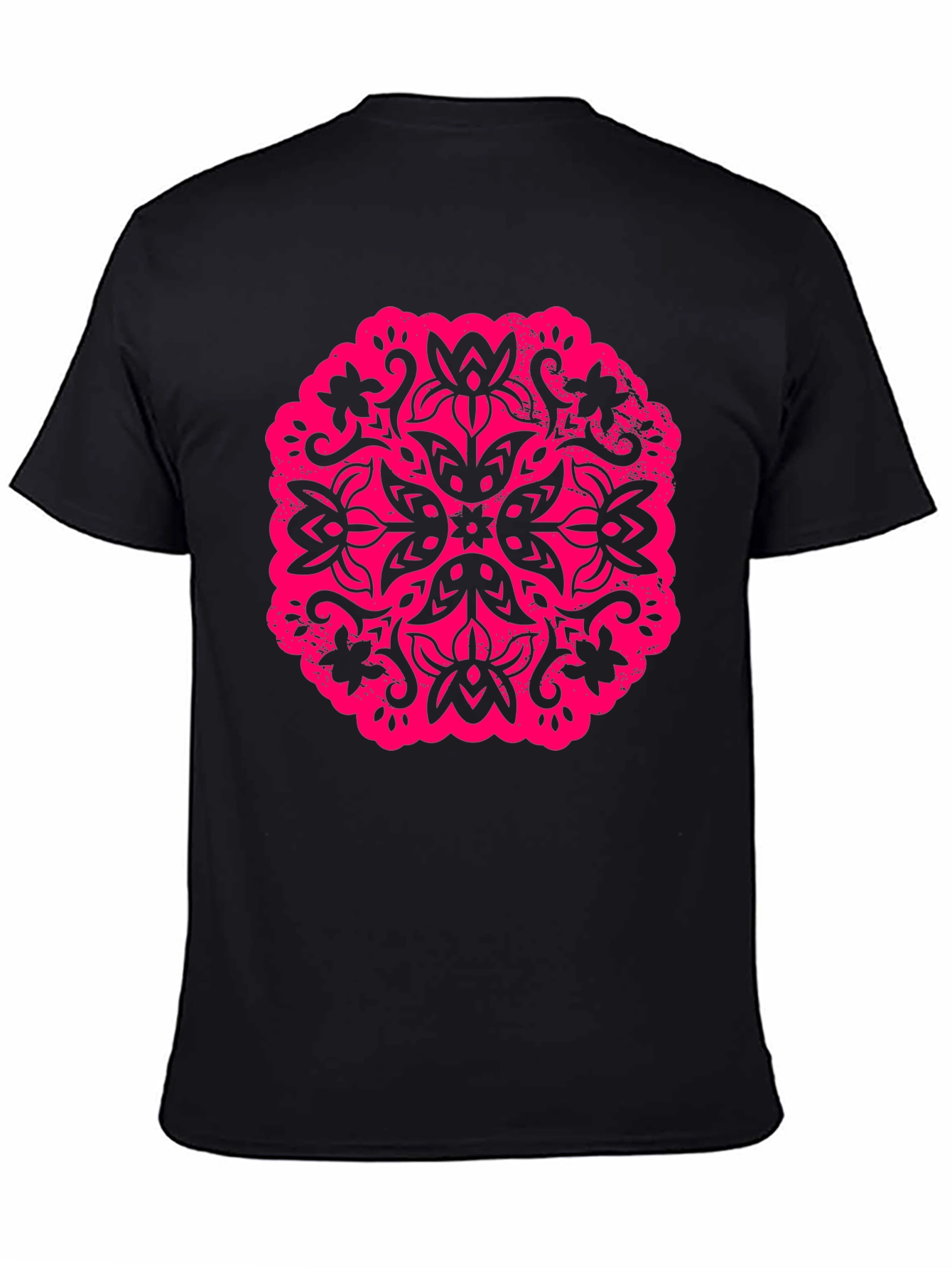 Black Black T-Shirt with Floral Mandala Graphic view 4