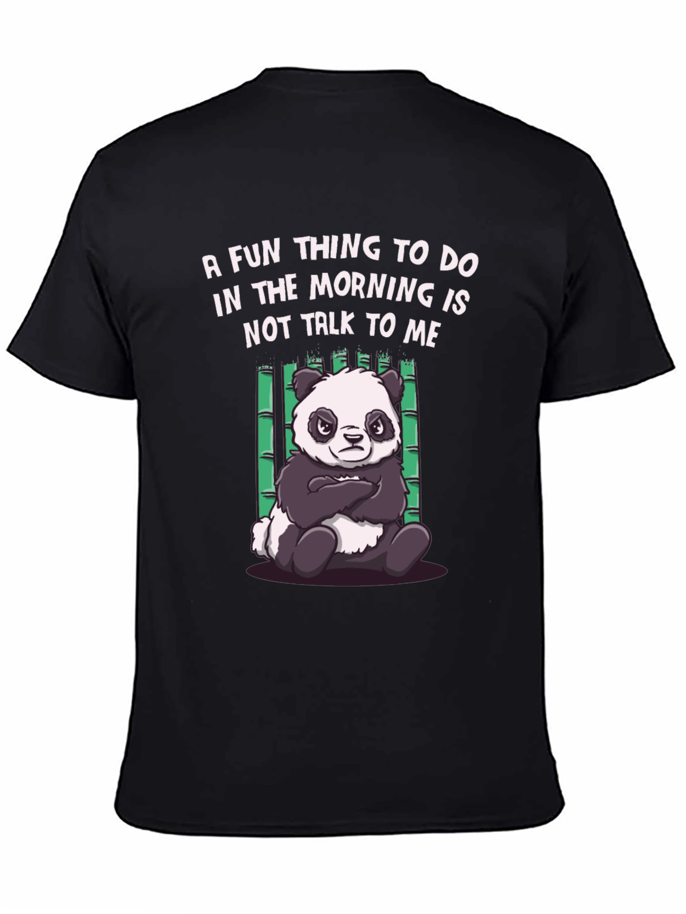 Black Funny Panda Morning Humor T-Shirt view 4