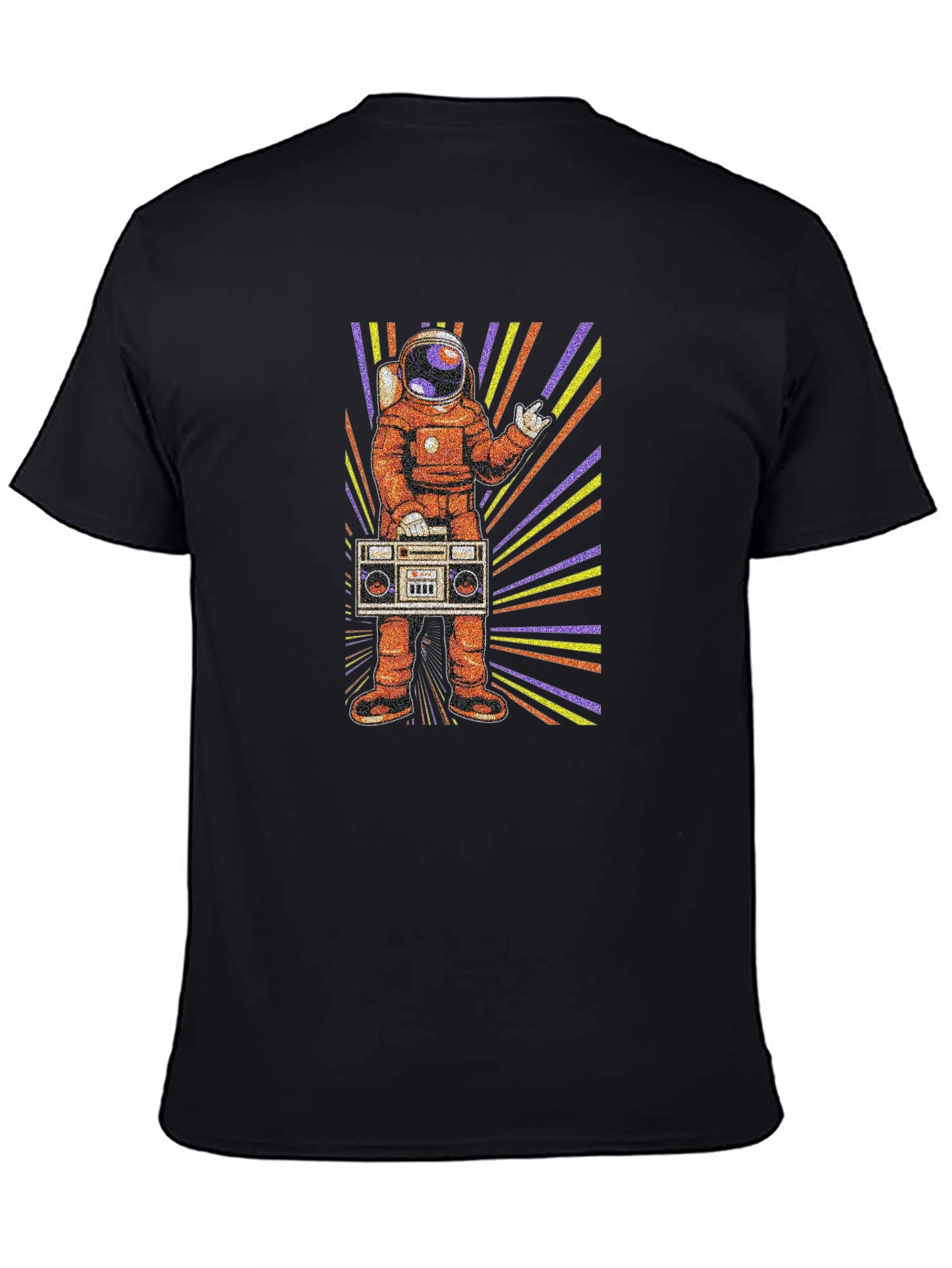 Black Astronaut Boombox Graphic T-Shirt view 4