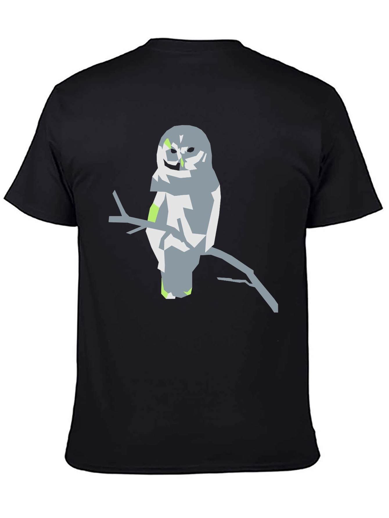 Black Abstract Owl Graphic Tee - Black Cotton Blend Shirt view 4