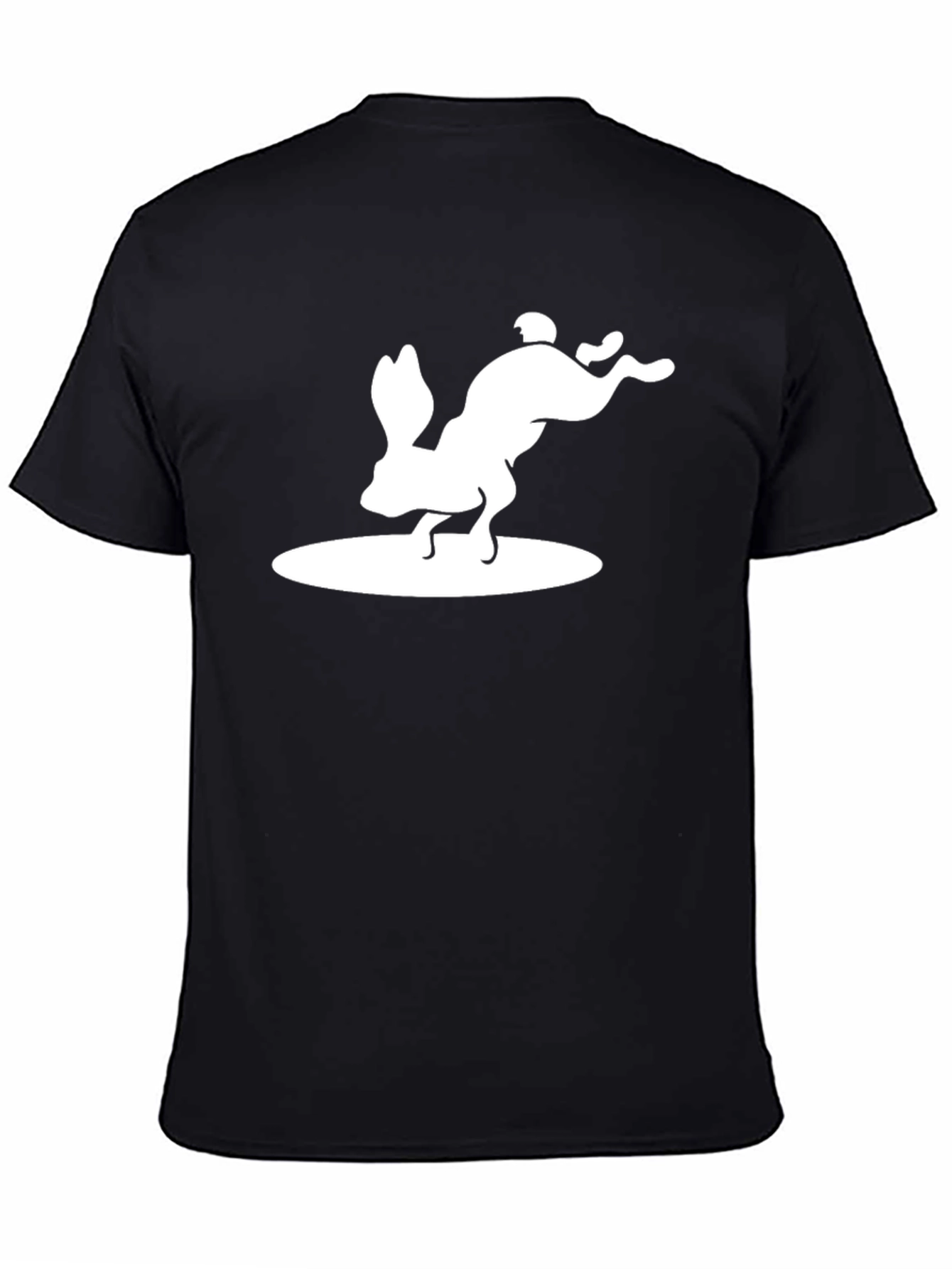 Black Surfing Rabbit Graphic Tee - Unisex Black T-Shirt view 4