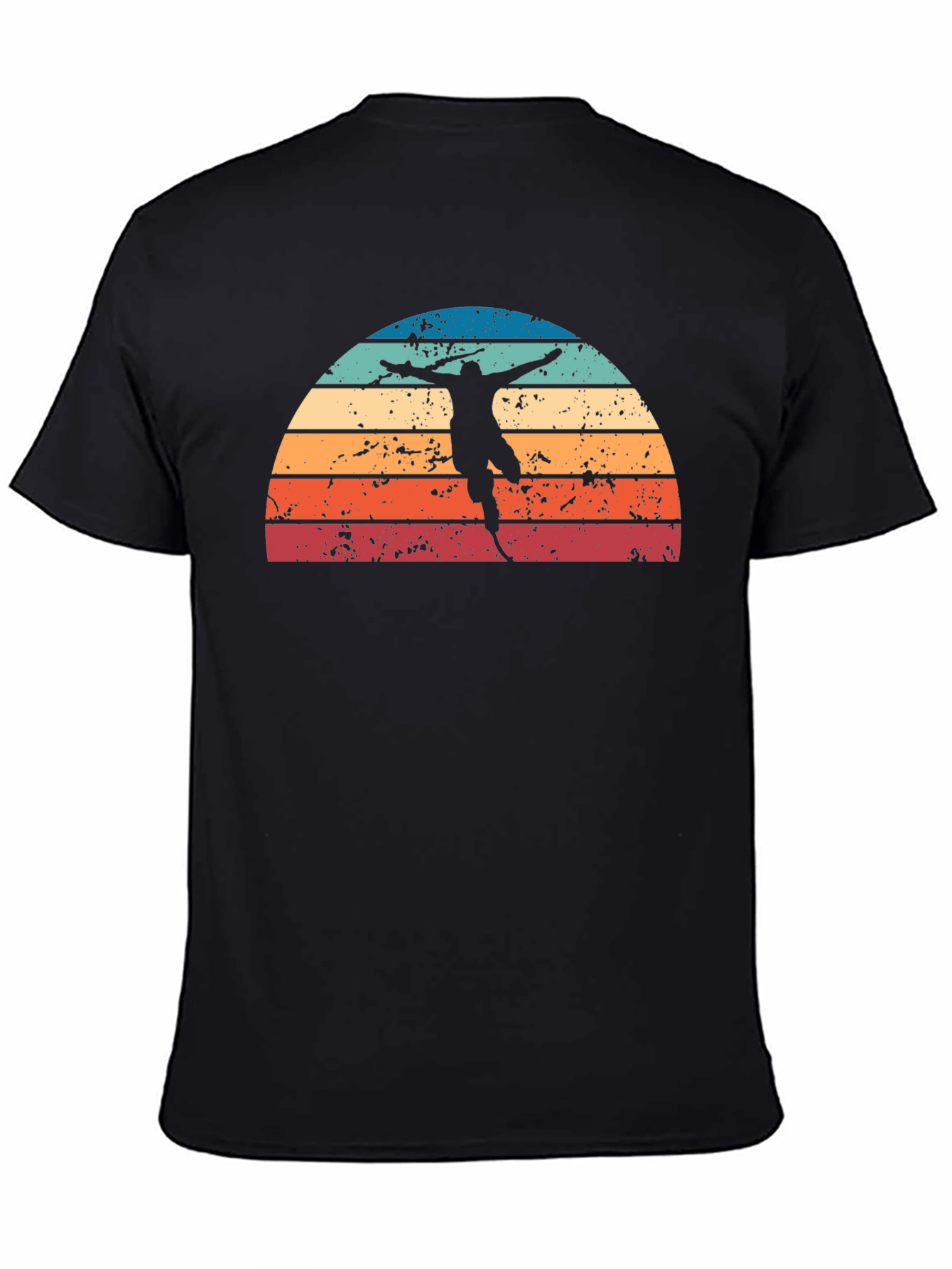 Black Vintage Fencing Sunset Graphic T-Shirt view 4