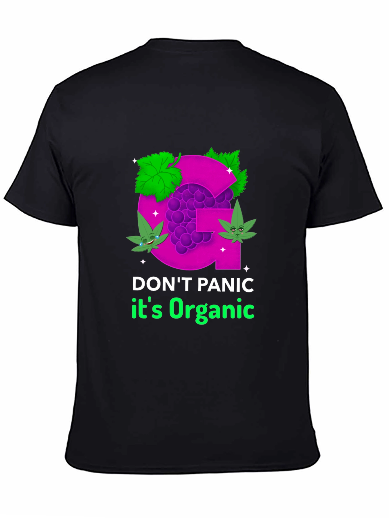 Black Organic Grape T-Shirt - Don't Panic view 4