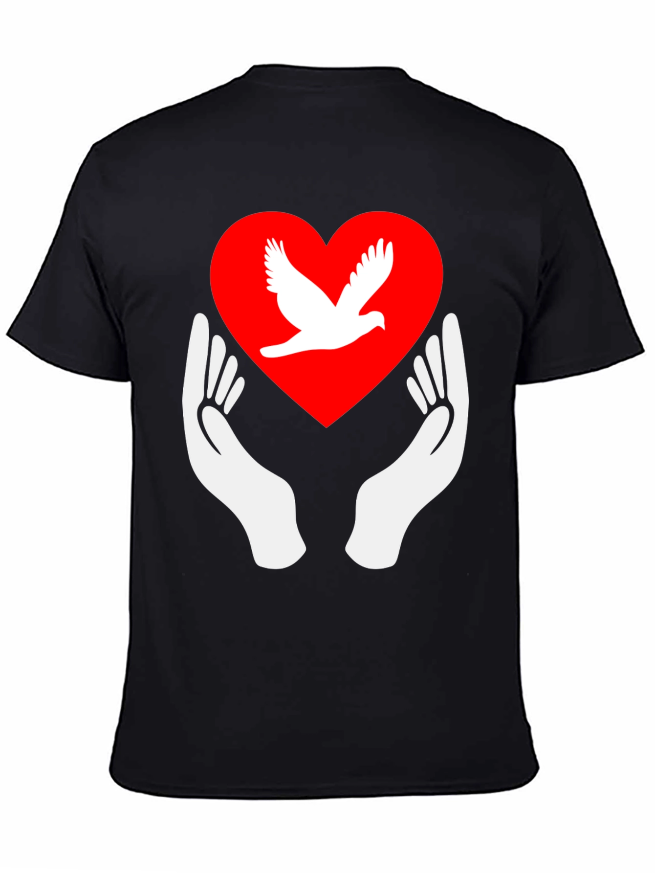 Black Dove Heart Graphic Tee - Peace Symbol Shirt view 4