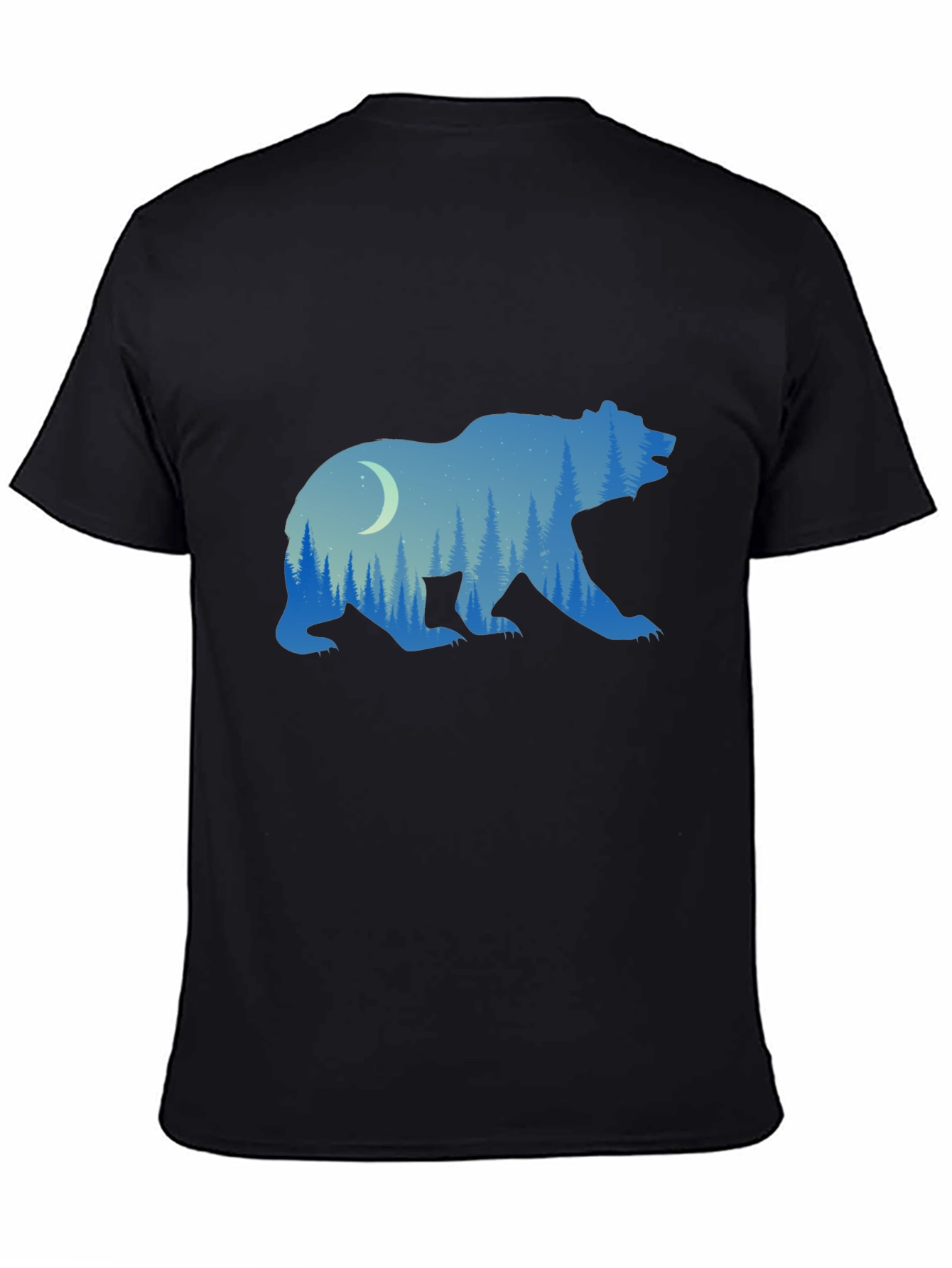 Black Nature Bear Graphic Tee - Black view 4