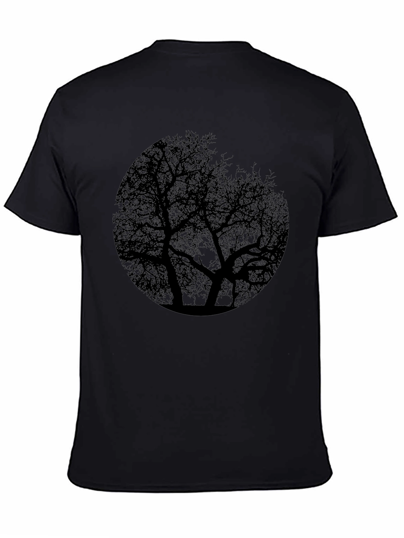 Black Tree Silhouette Graphic Print Black T-Shirt view 4
