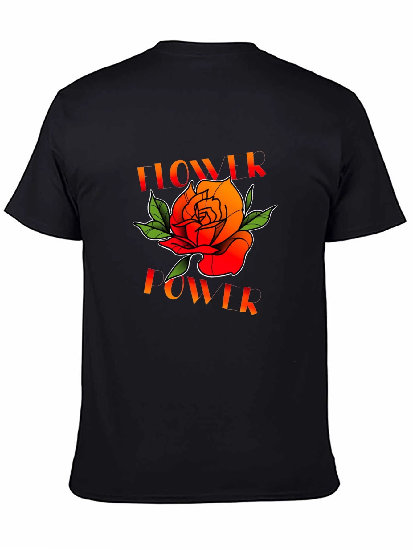 Black Flower Power Graphic Tee - Black Unisex T-Shirt view 4