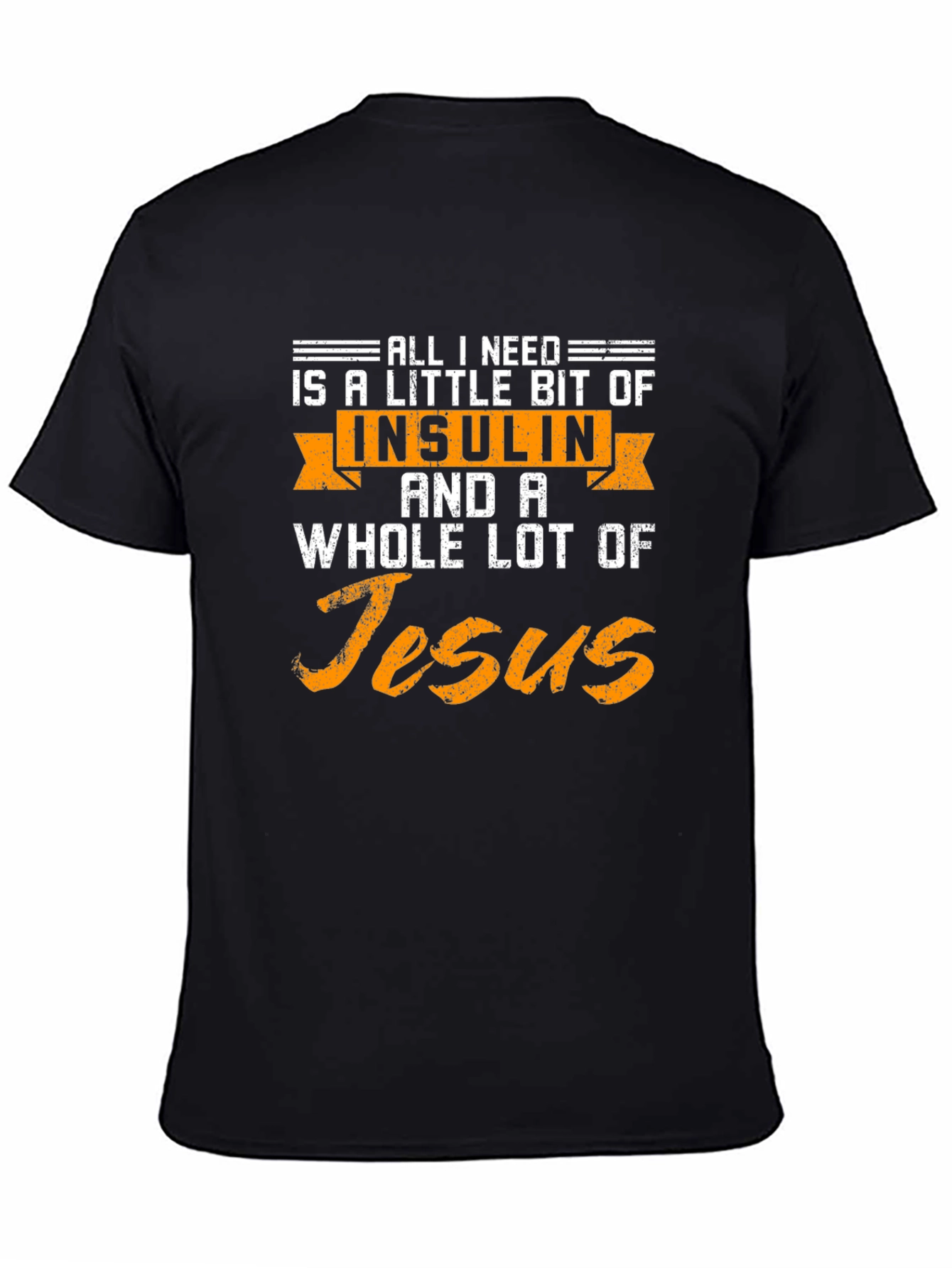 Black Insulin and Jesus T-Shirt Diabetes Awareness view 4