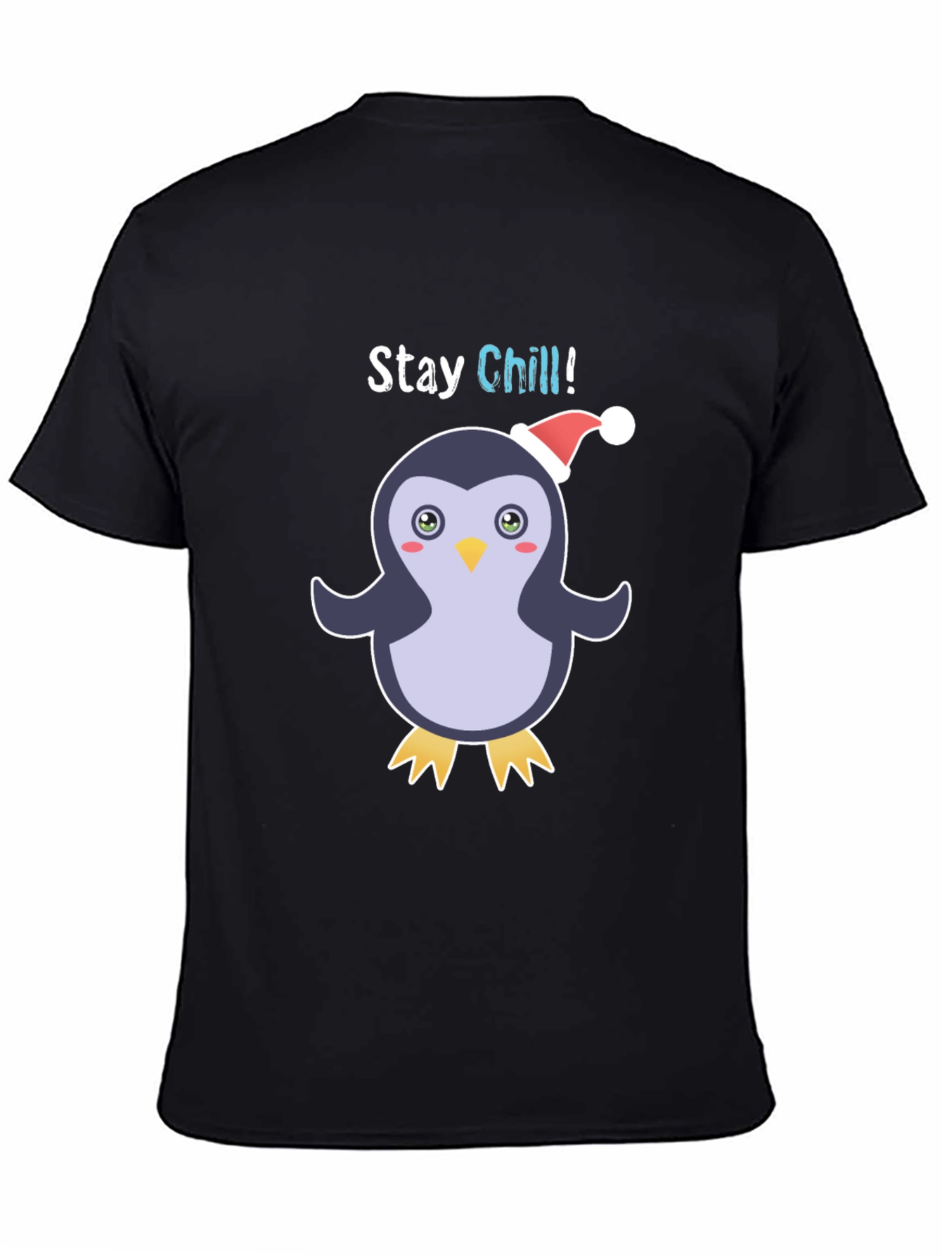 Black Stay Chill Penguin Holiday T-Shirt view 4