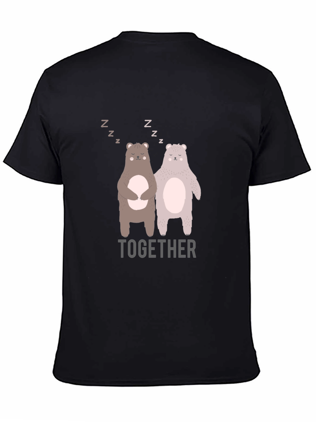 Black Bear Together Graphic Tee - Black Cotton Blend view 4