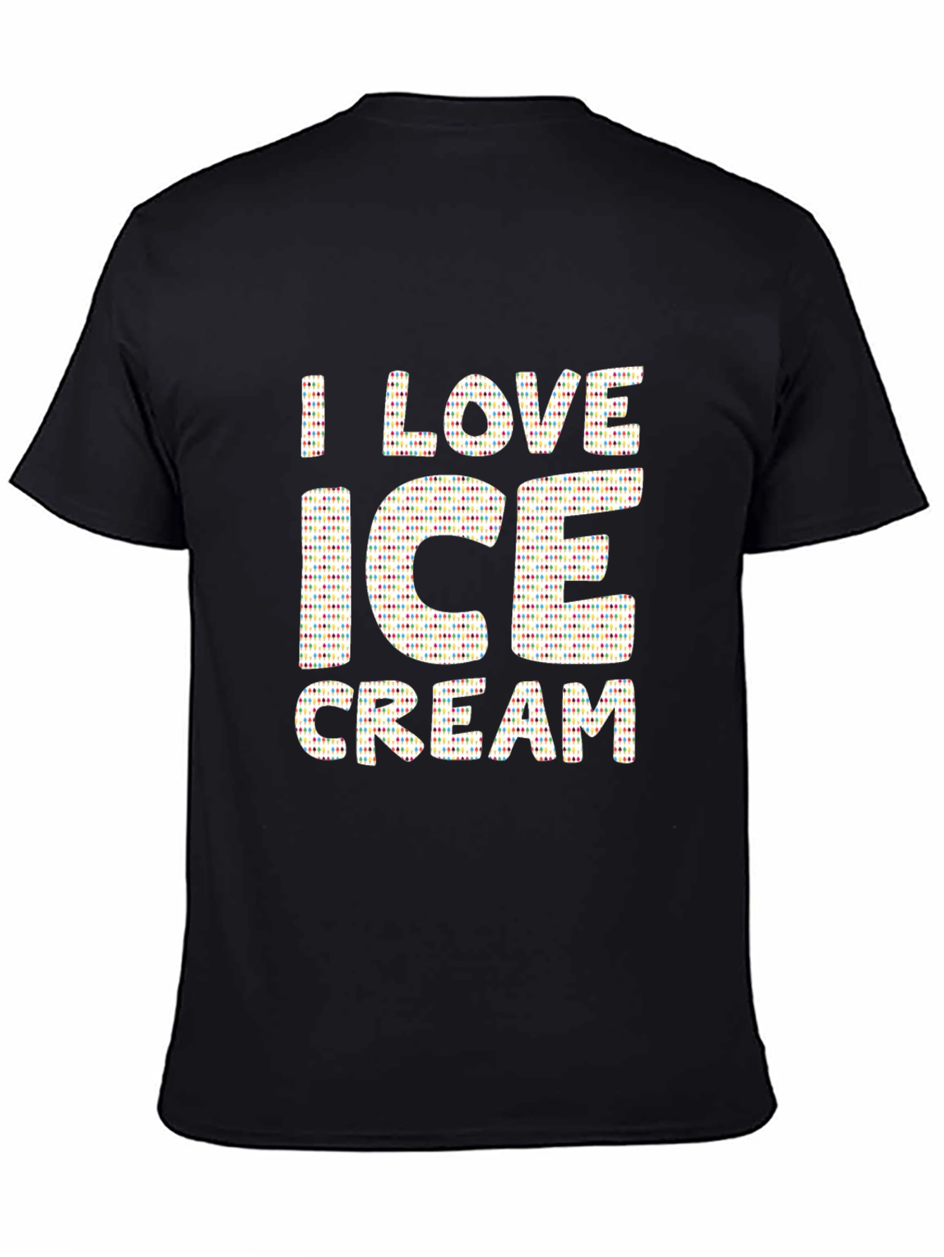Black I Love Ice Cream Graphic Print Black T-Shirt view 4