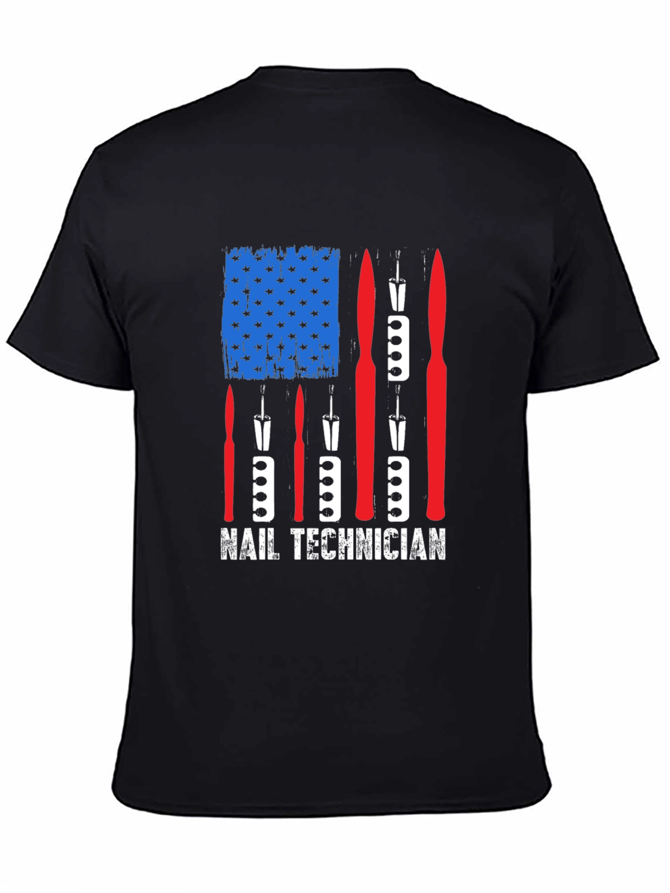 Black Nail Technician American Flag Graphic Tee view 4