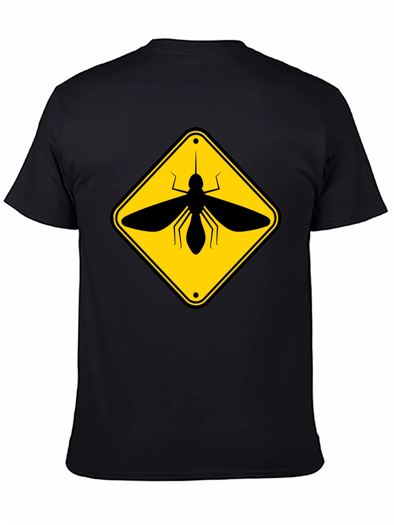 Black Mosquito Warning Sign Graphic T-Shirt view 4