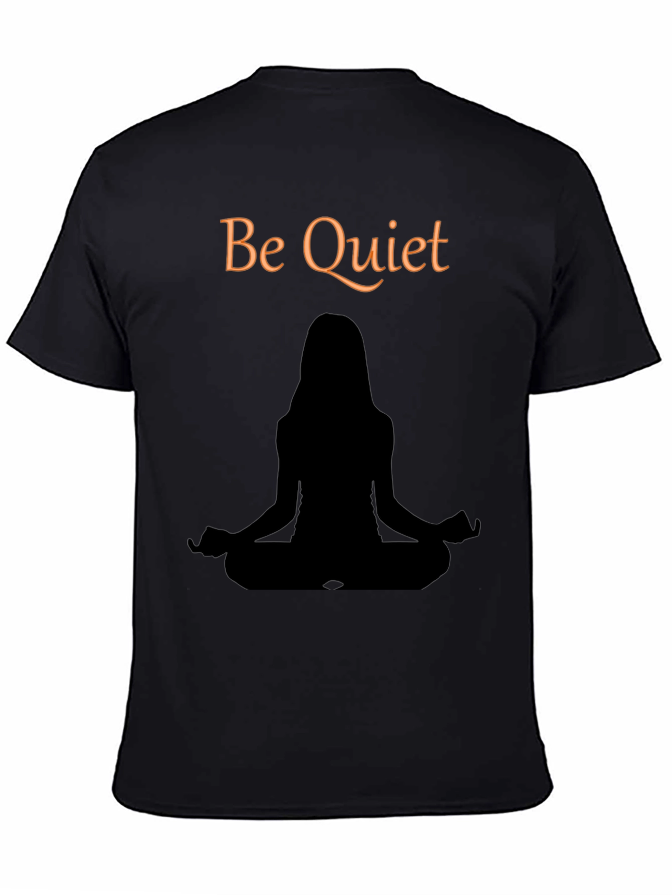 Black Be Quiet Meditation T-Shirt - Unisex Black Tee view 4