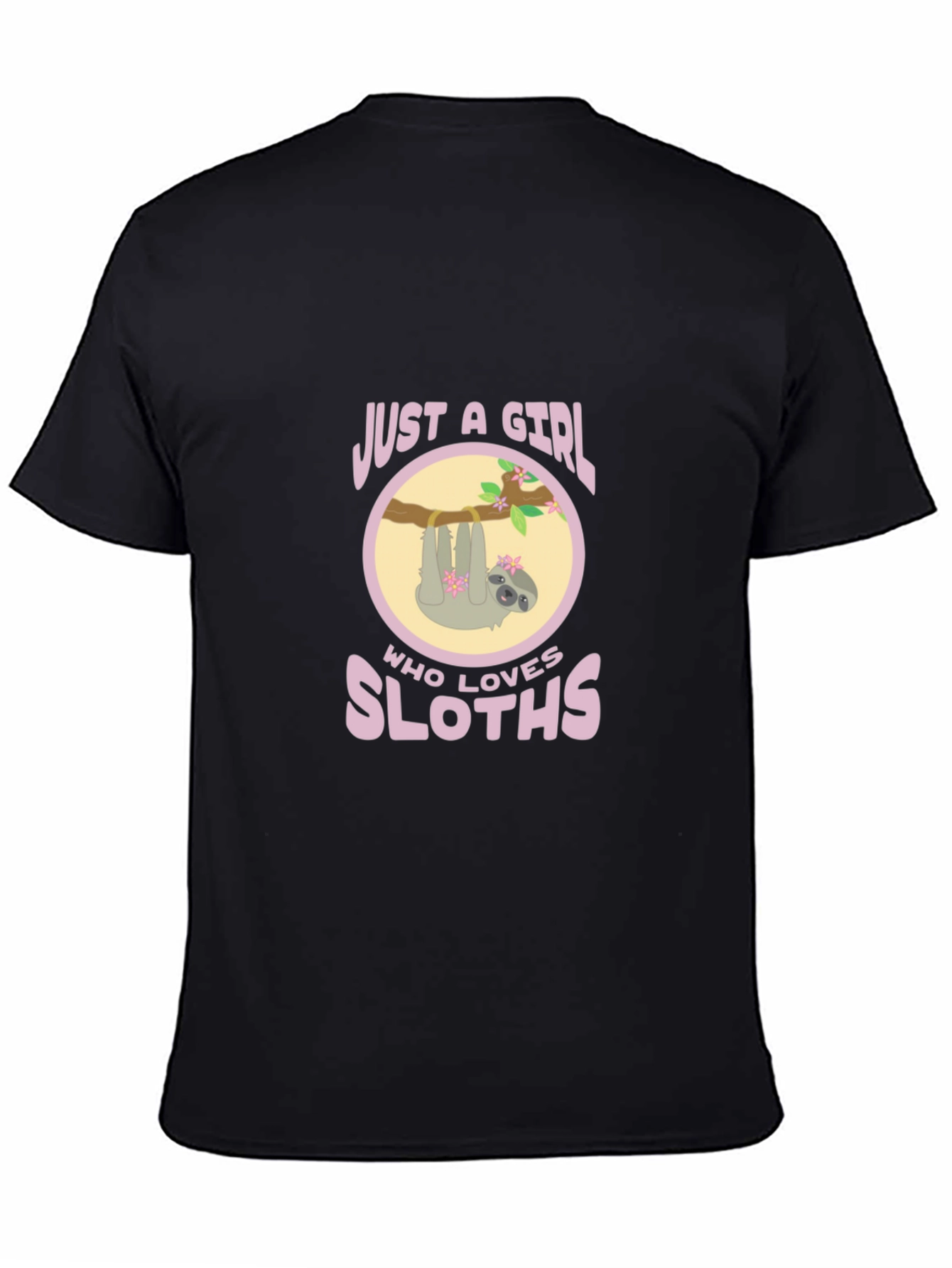 Black Girl Who Loves Sloths Black Tee view 4