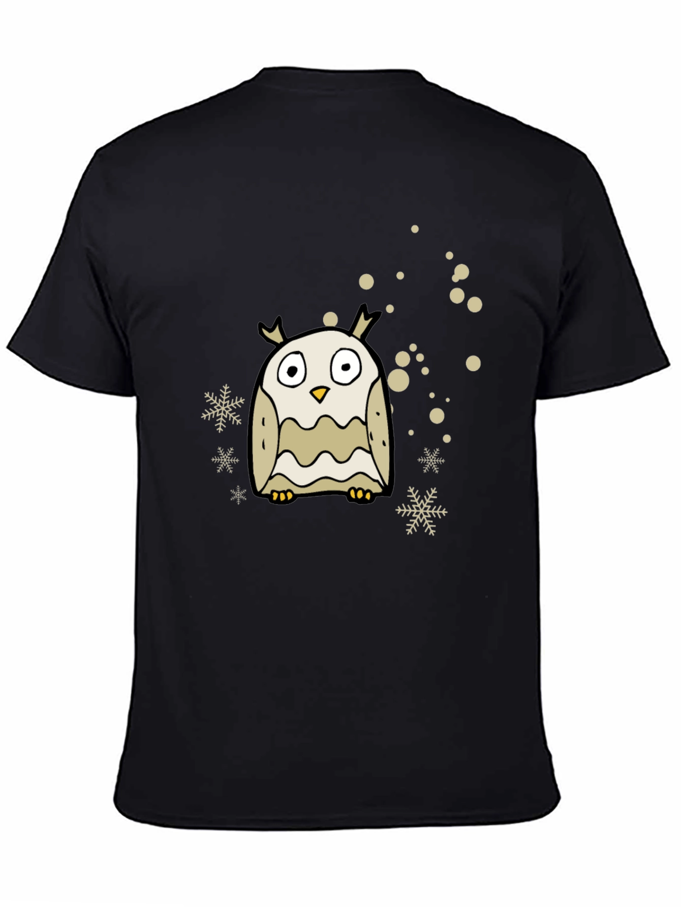Black Cute Owl Graphic Tee - Black Cotton Blend view 4