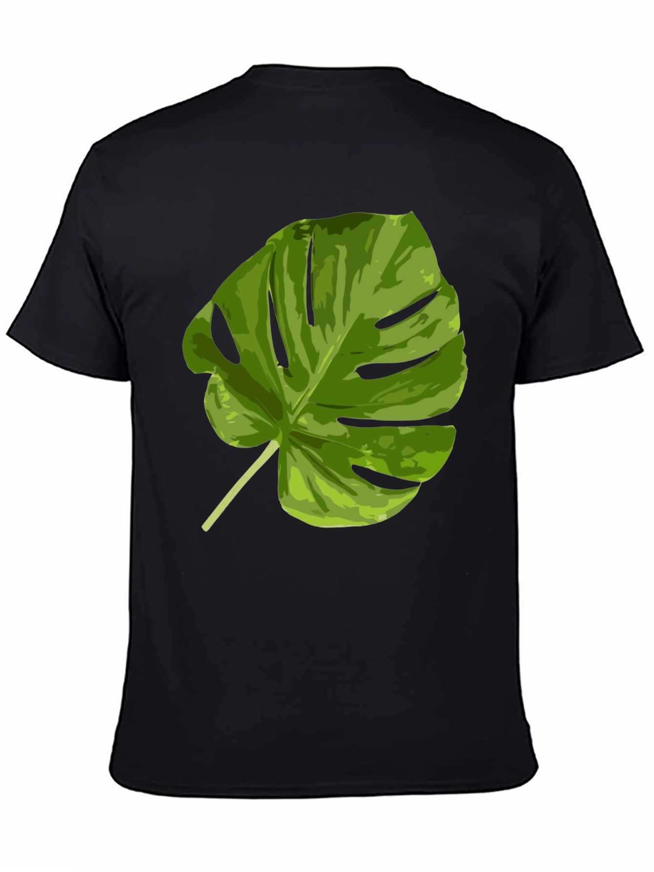 Black Tropical Monstera Leaf Graphic T-Shirt view 4