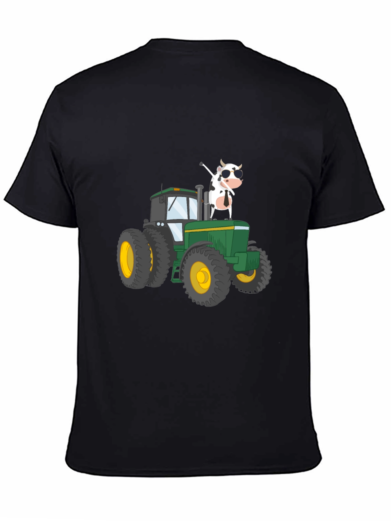 Black Cow on Tractor Graphic Tee - Black view 4