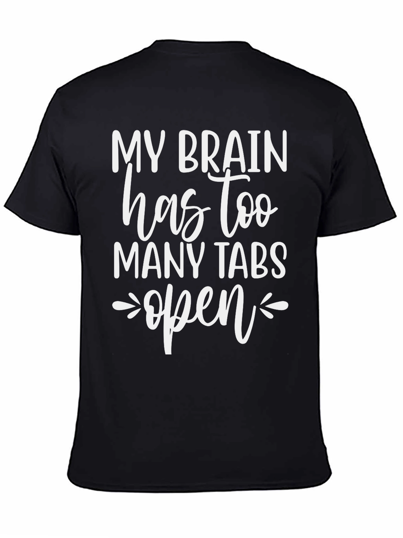 Black Funny Brain Tabs T-Shirt - Humor Tee view 4