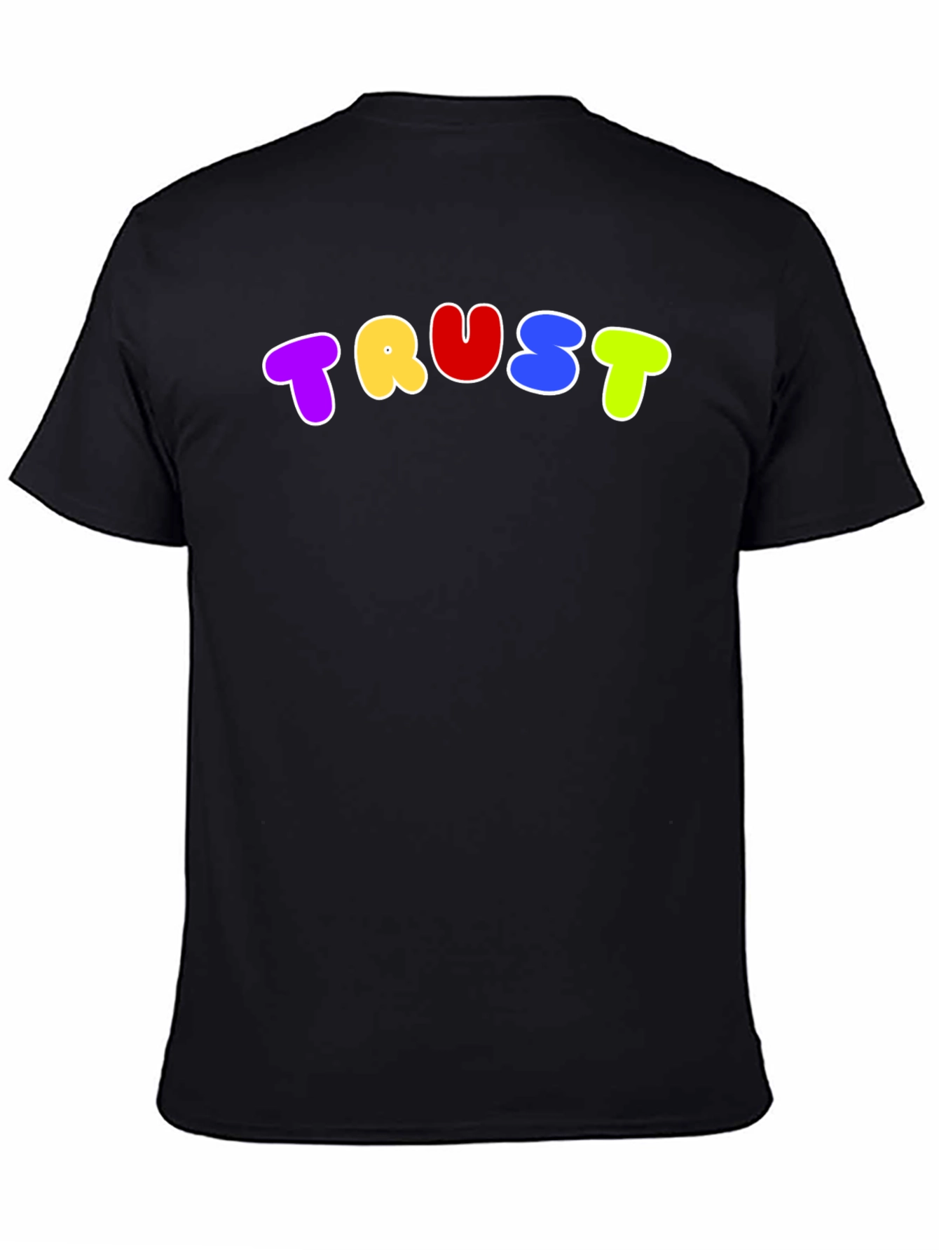 Black Colorful "TRUST" Graphic Black T-Shirt view 4