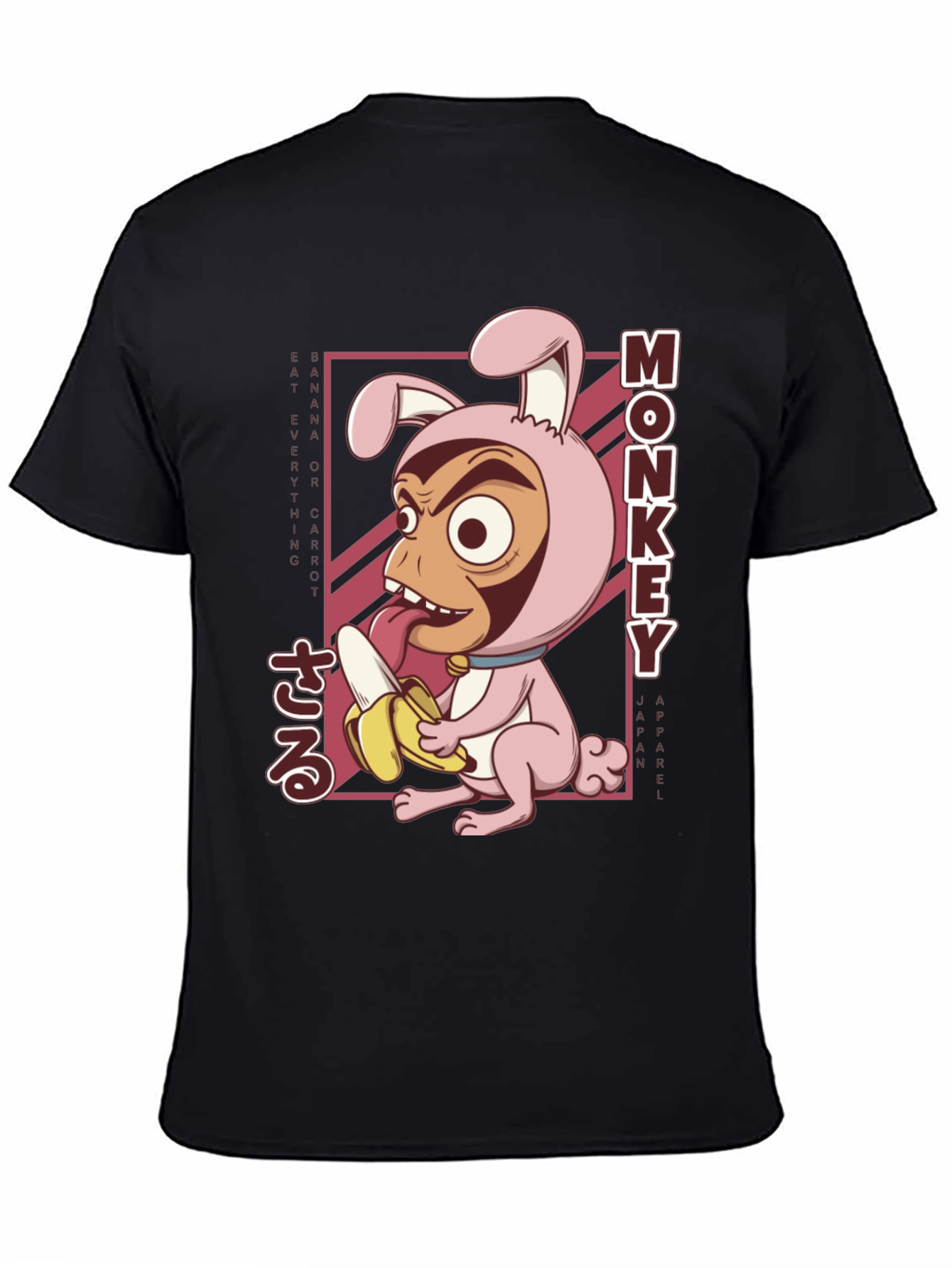 Black Monkey Banana T-Shirt Funny Cartoon Tee view 4