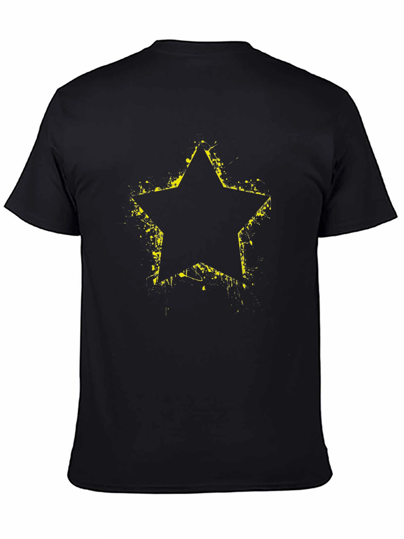 Black Grunge Star Graphic Black T-Shirt view 4