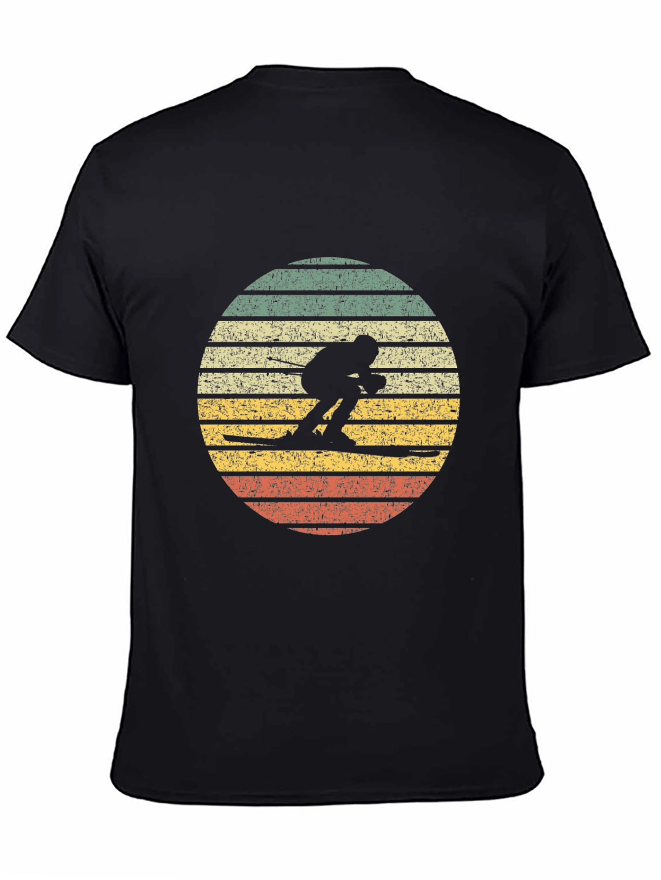 Black Retro Skiing Sunset T-Shirt - Vintage Style view 4