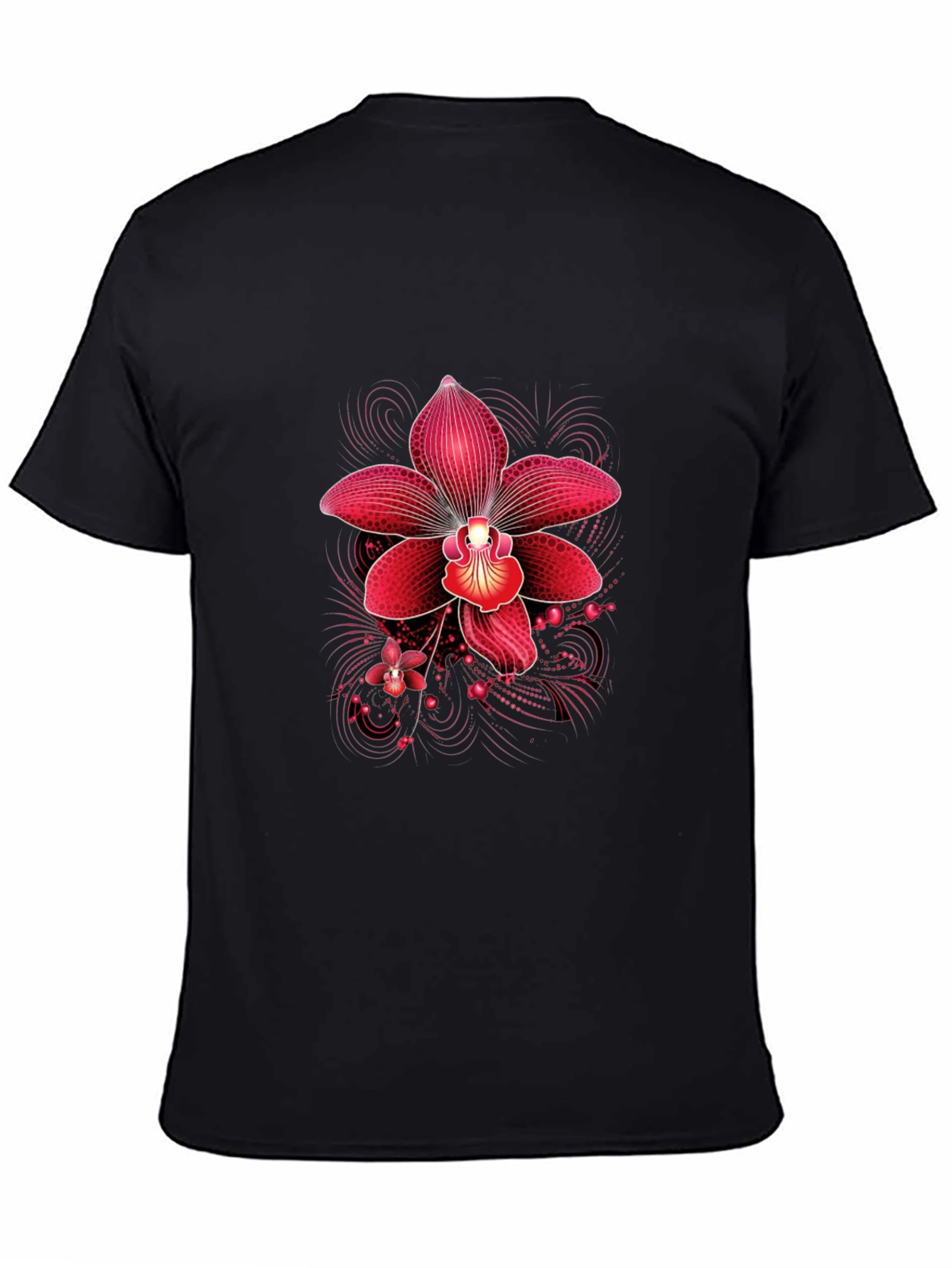 Black Red Orchid Graphic Print Black T-Shirt view 4