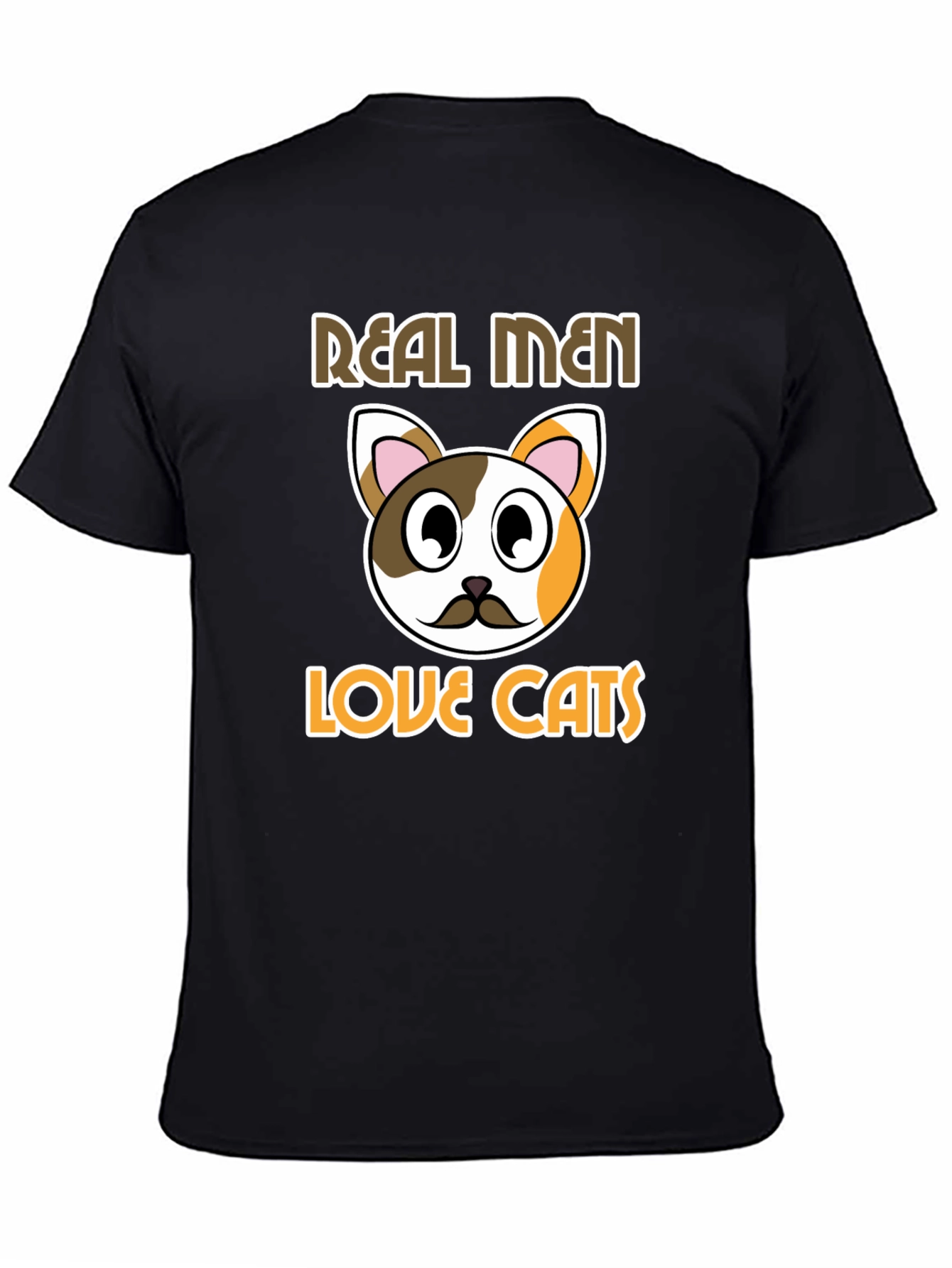 Black Real Men Love Cats T-Shirt - Novelty Graphic Tee view 4