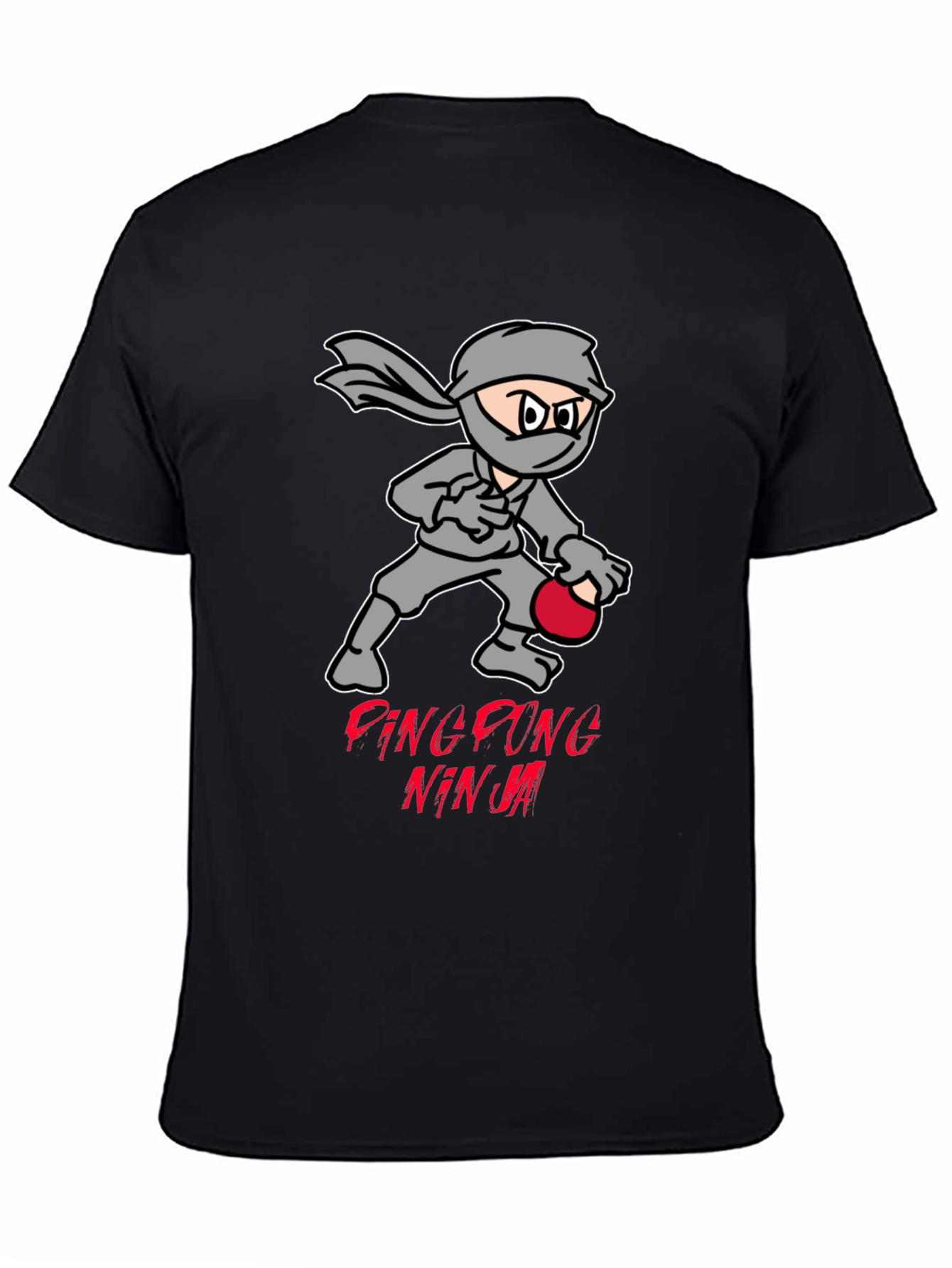Black Ping Pong Ninja T-Shirt - Cool Graphic Tee view 4