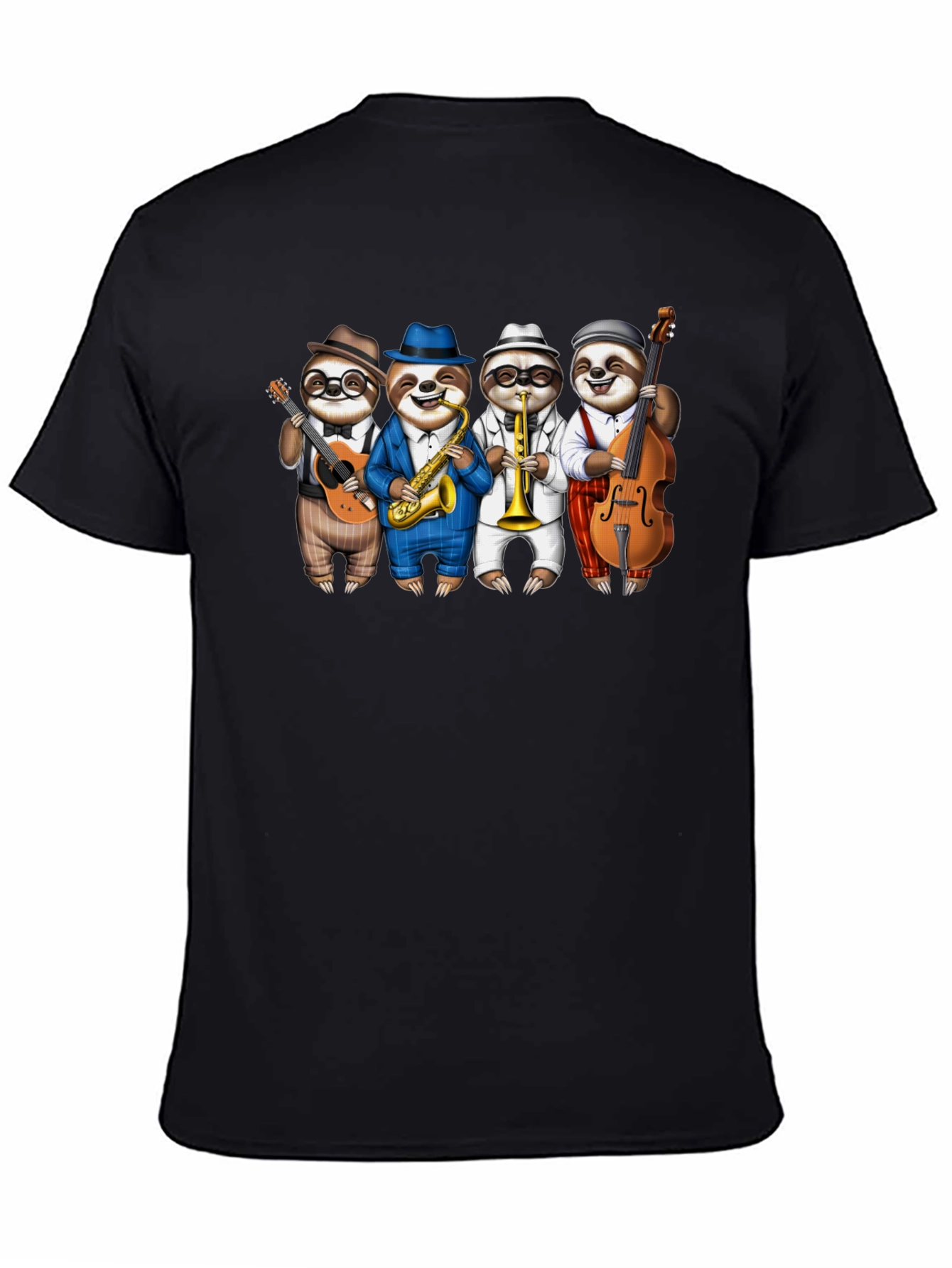 Black Sloth Jazz Band Graphic Tee - Fun & Unique! view 4