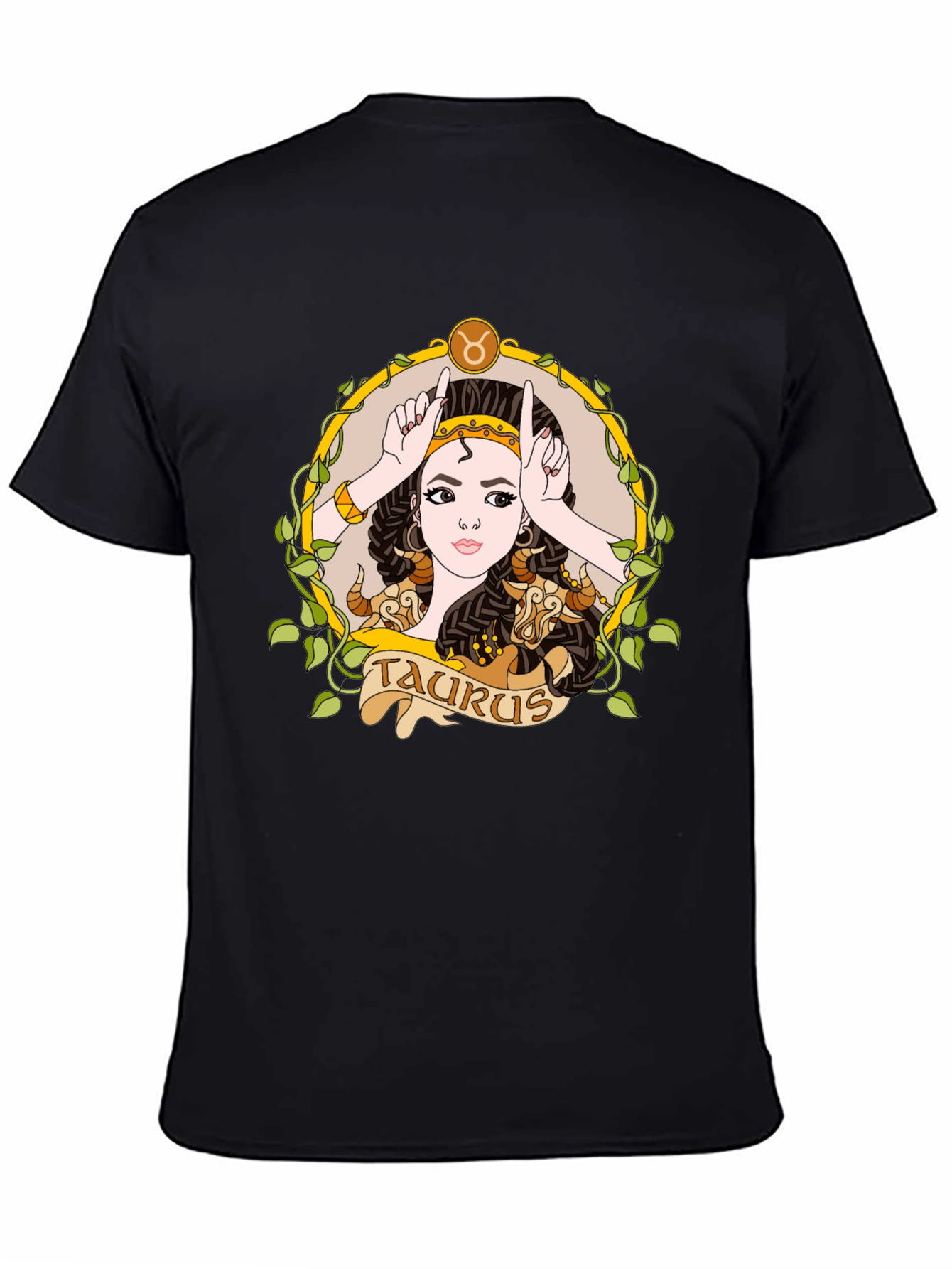 Black Taurus Zodiac Sign Graphic T-Shirt view 4