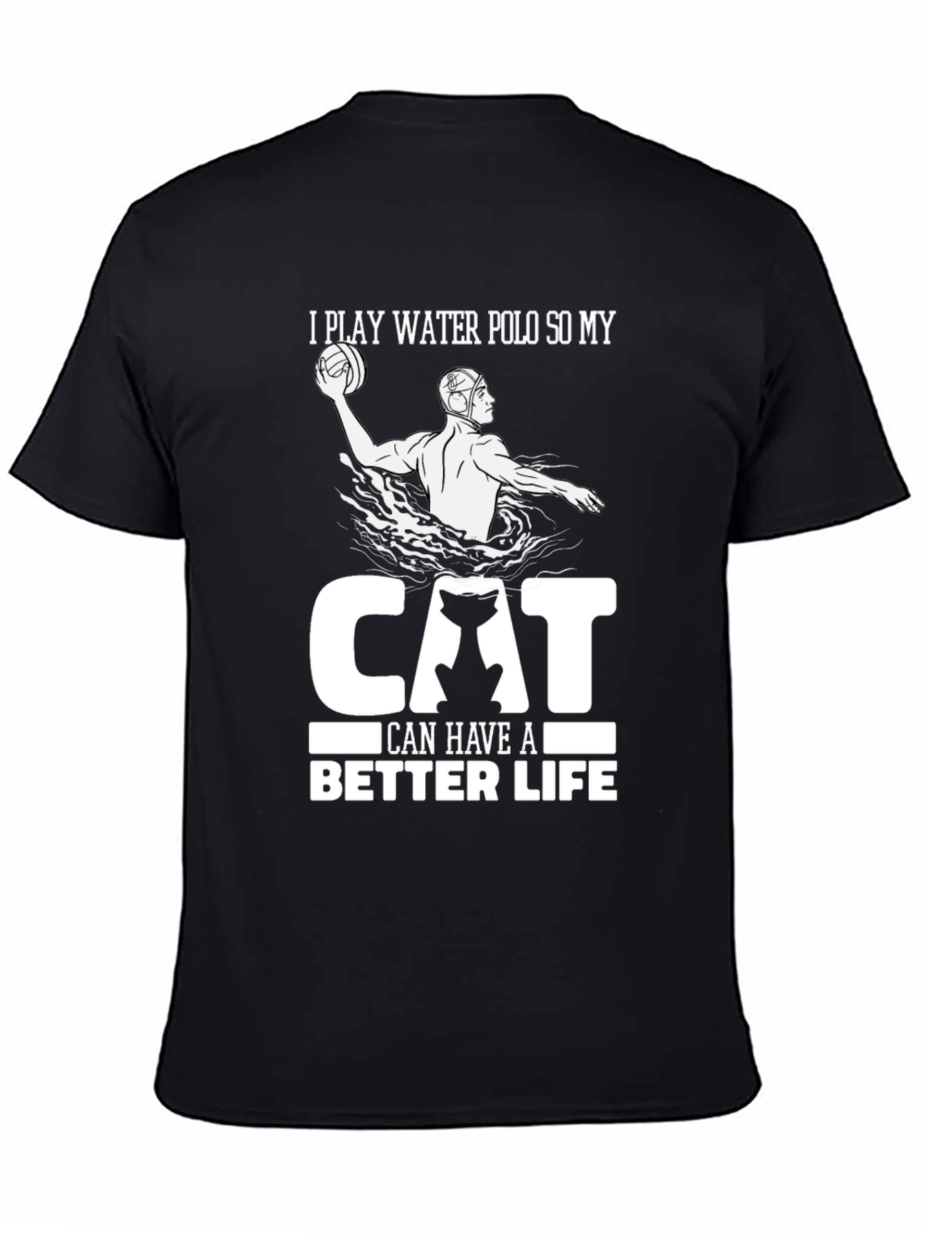 Black Water Polo Cat Lover Graphic Tee view 4
