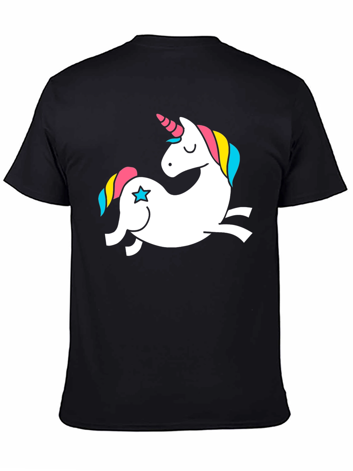 Black Unicorn Graphic Tee - Black Cotton T-Shirt view 4