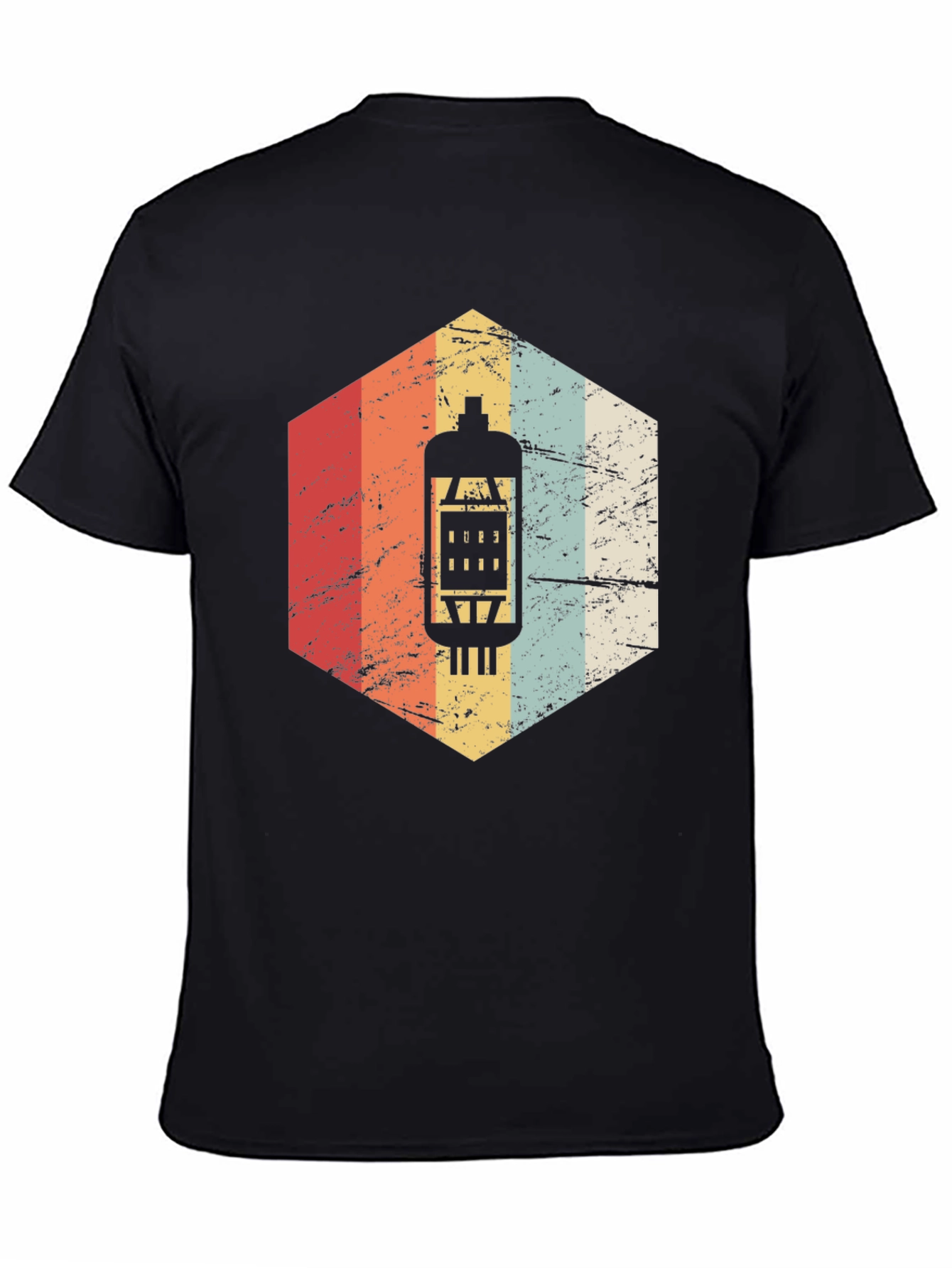 Black Vintage Retro Tube Amp T-Shirt - Musician Gift view 4